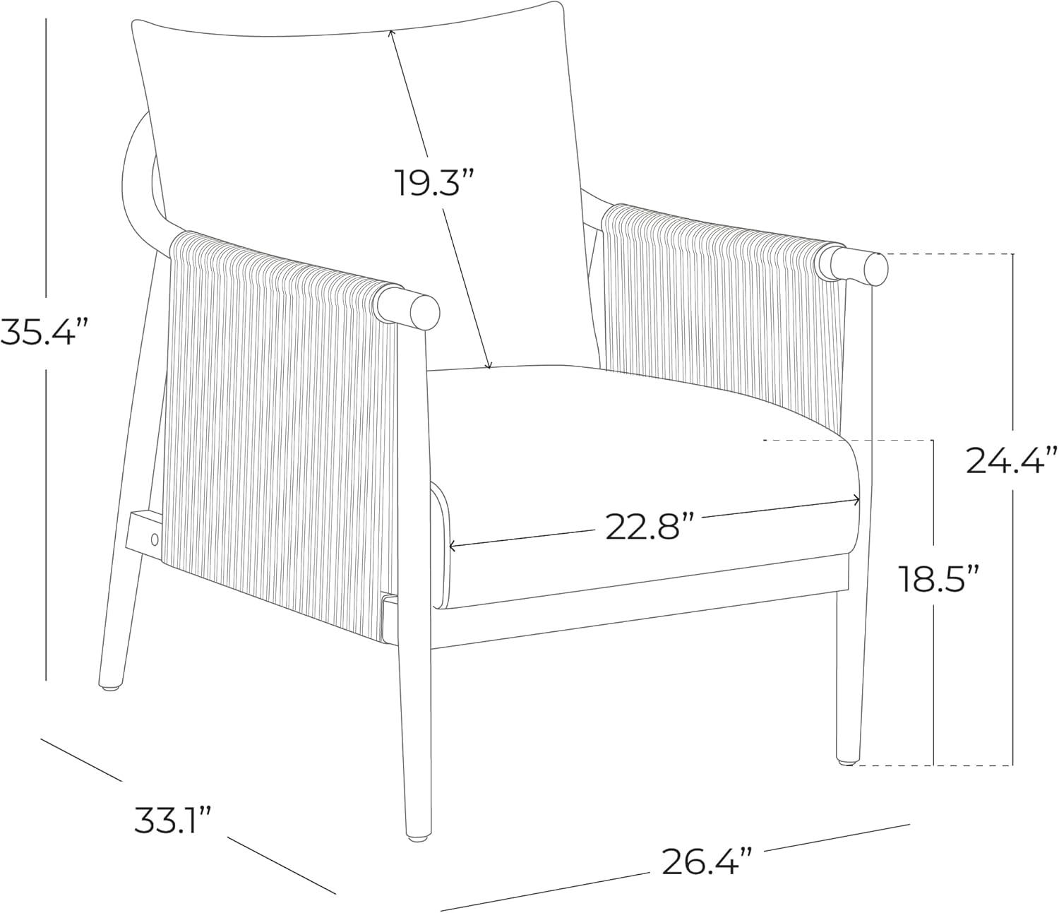 Cream Fabric and Wood Square Arm Accent Chair