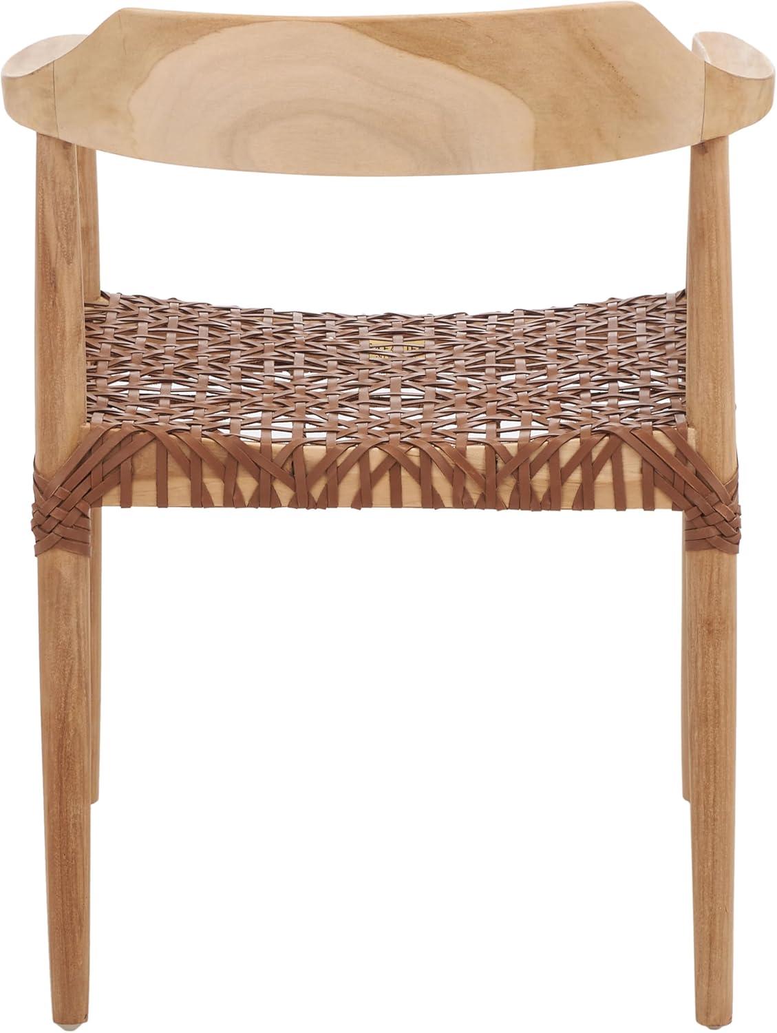 Munro Leather Woven Accent Chair - ACH1005 - Natural/Light Honey - Safavieh