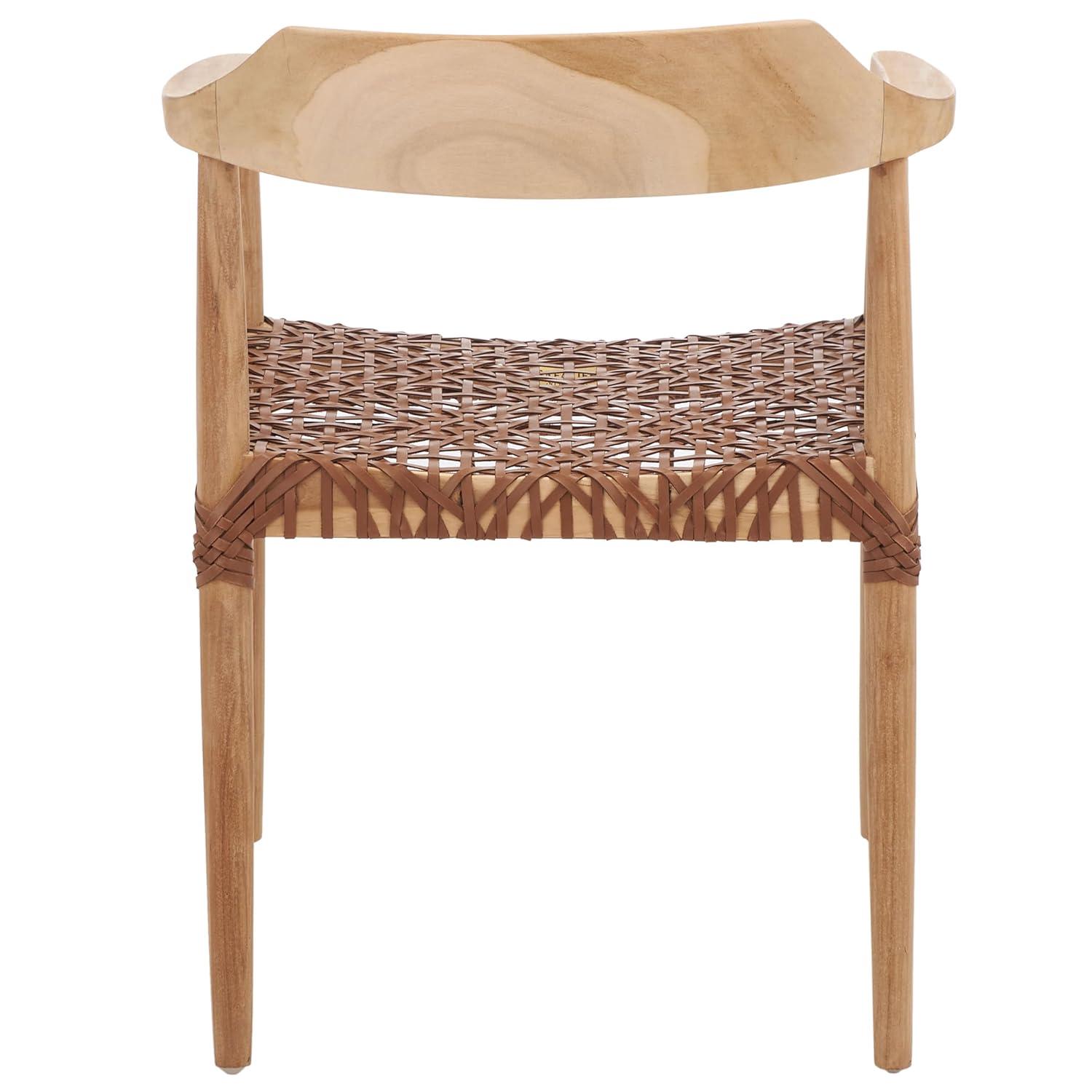 Munro Leather Woven Accent Chair - ACH1005 - Natural/Light Honey - Safavieh