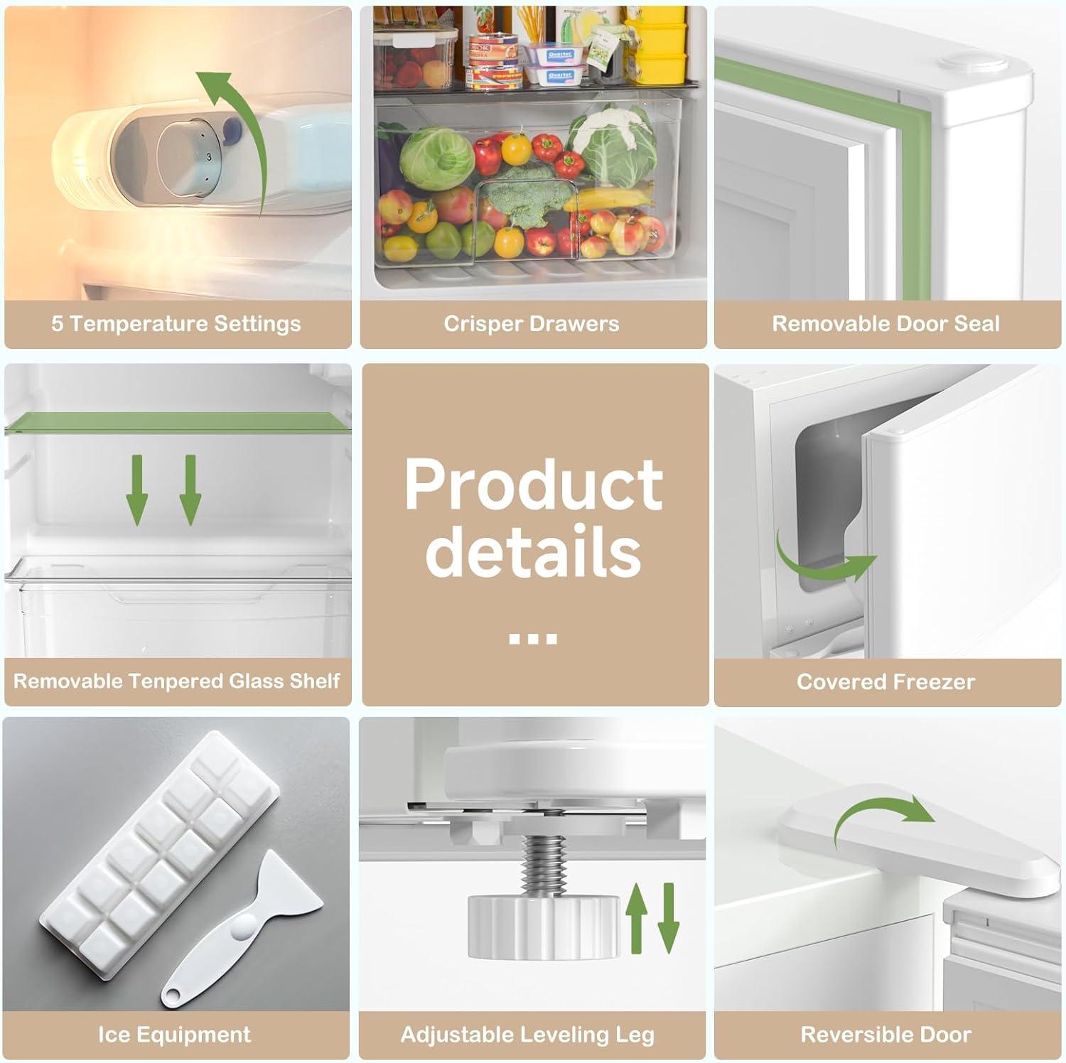 BANGSON BANGSON 3.2 CU.FT, 2 Door Small Refrigerator with Freezer US-BSR-200WH