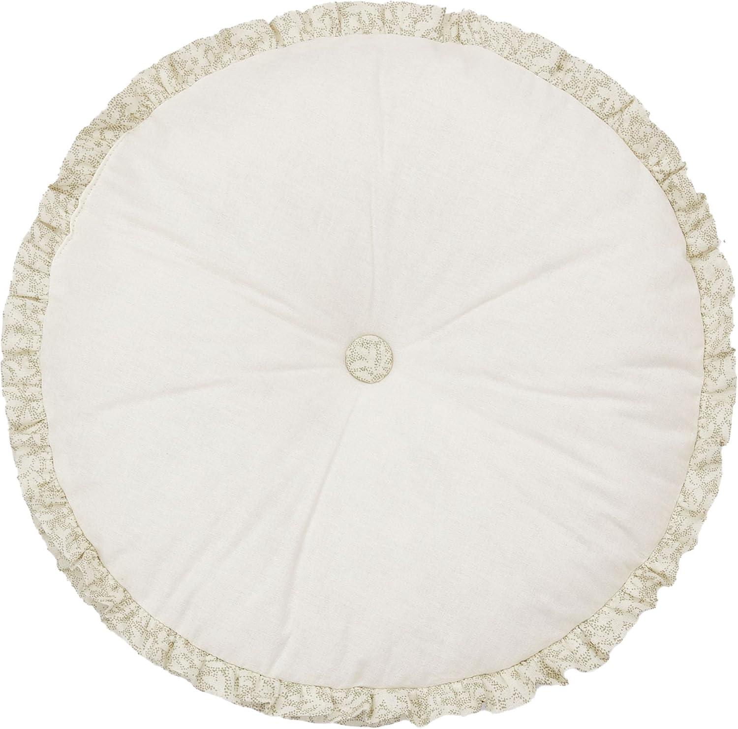 Modern Heirloom Harper Green Floral Embroidered Round Pillow