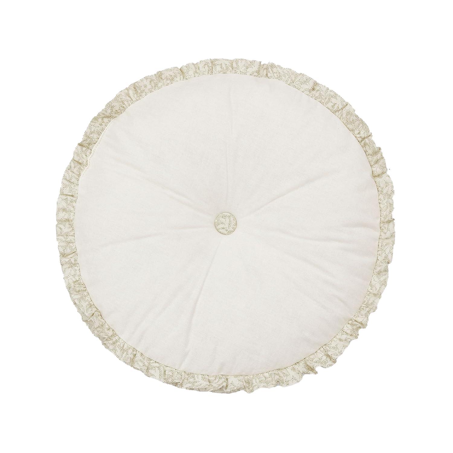 Modern Heirloom Harper Green Floral Embroidered Round Pillow