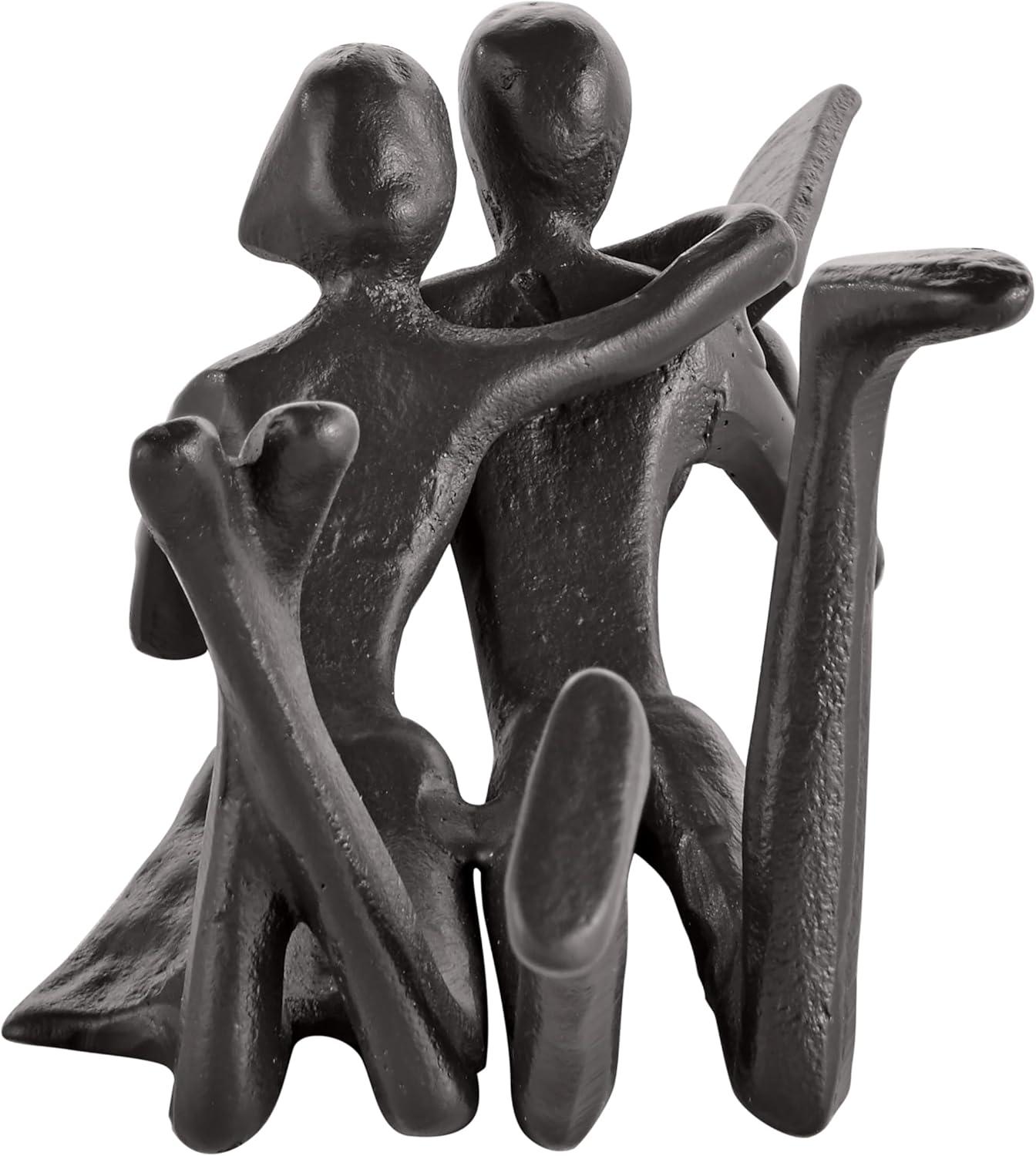 Danya B Brown Cast Iron Abstract Couple Reading Book Together Sculpture - Tabletop Figurine For Desks or Shelves