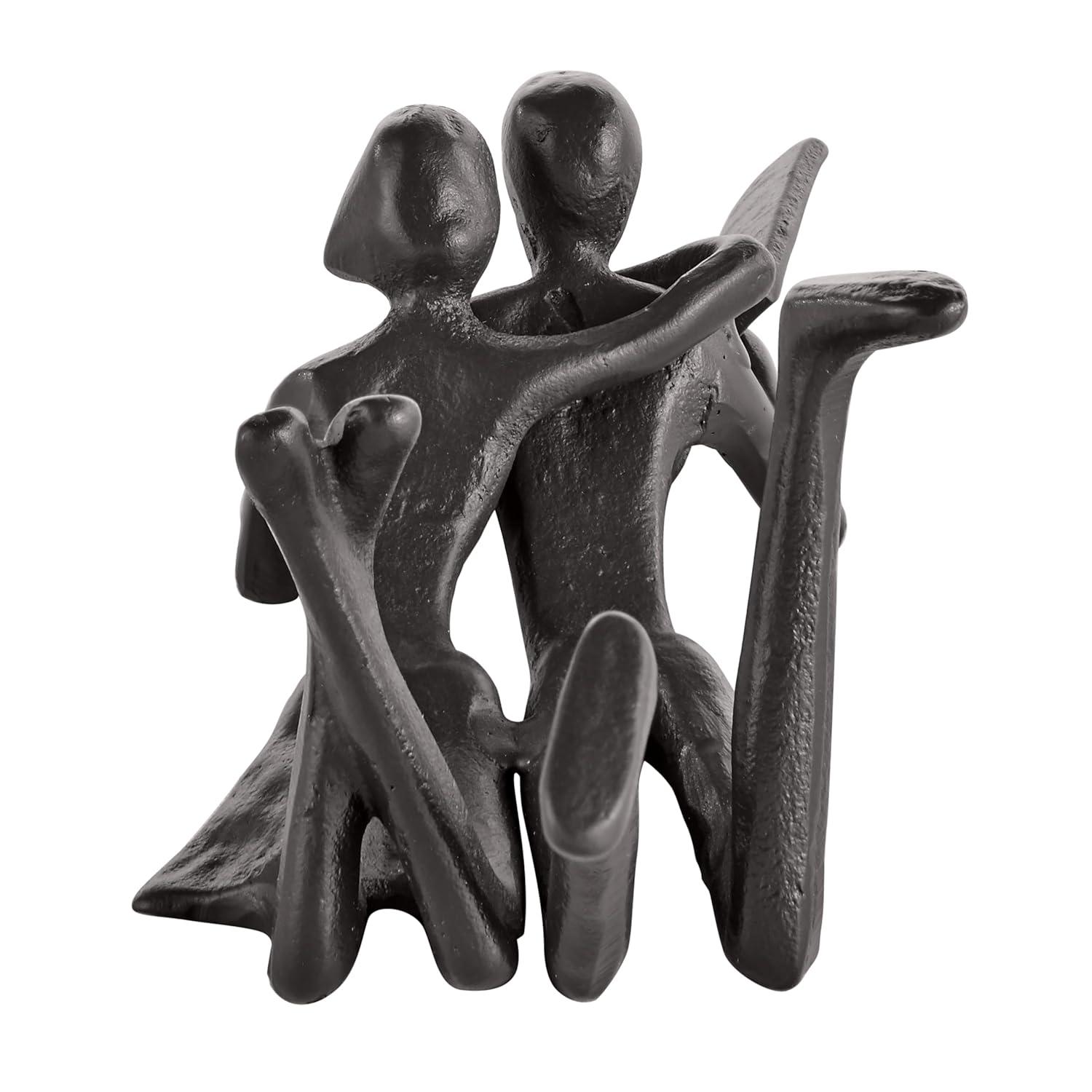 Danya B Brown Cast Iron Abstract Couple Reading Book Together Sculpture - Tabletop Figurine For Desks or Shelves
