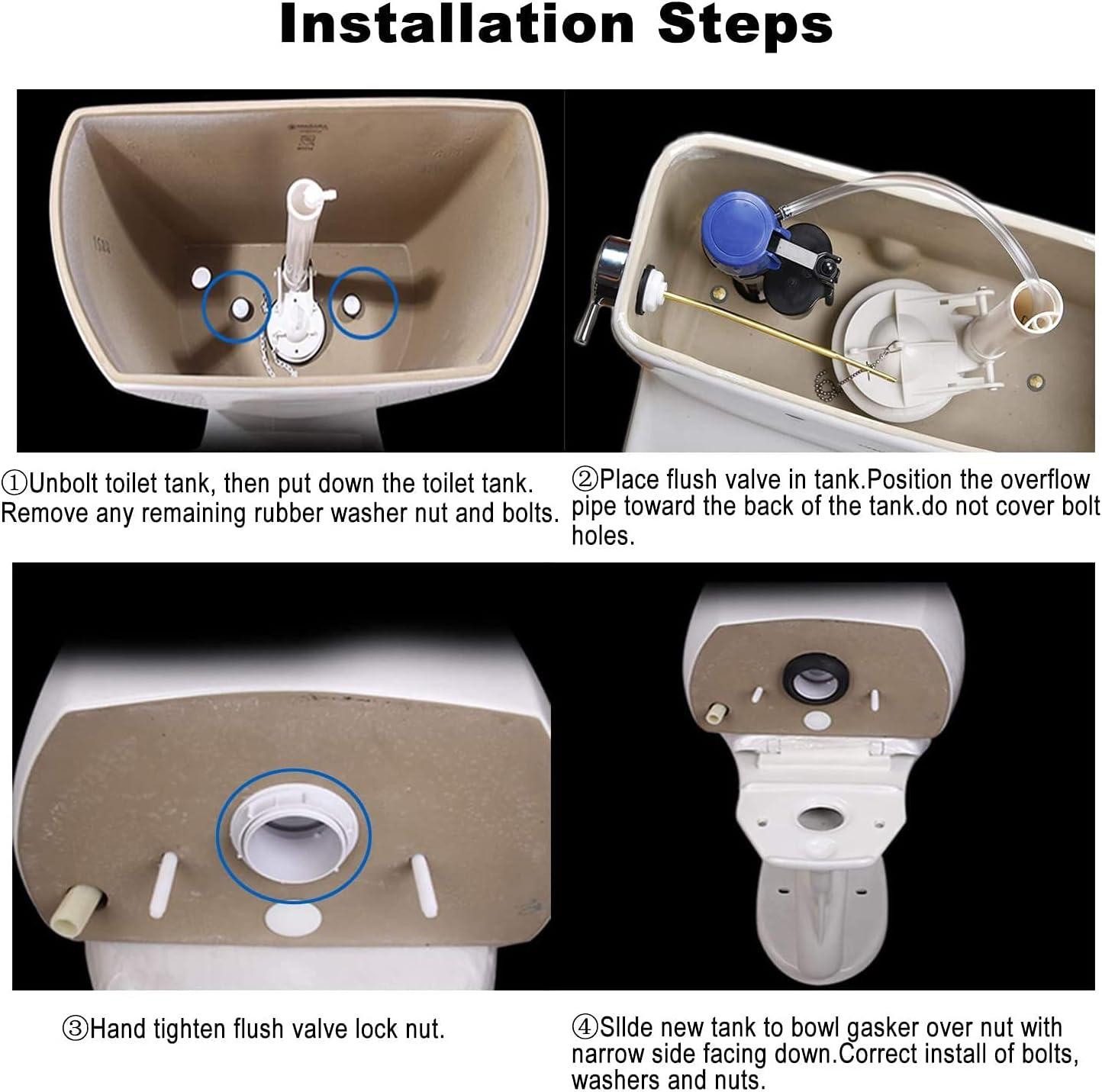 3-Inch White and Black Toilet Flush Valve Replacement Kit