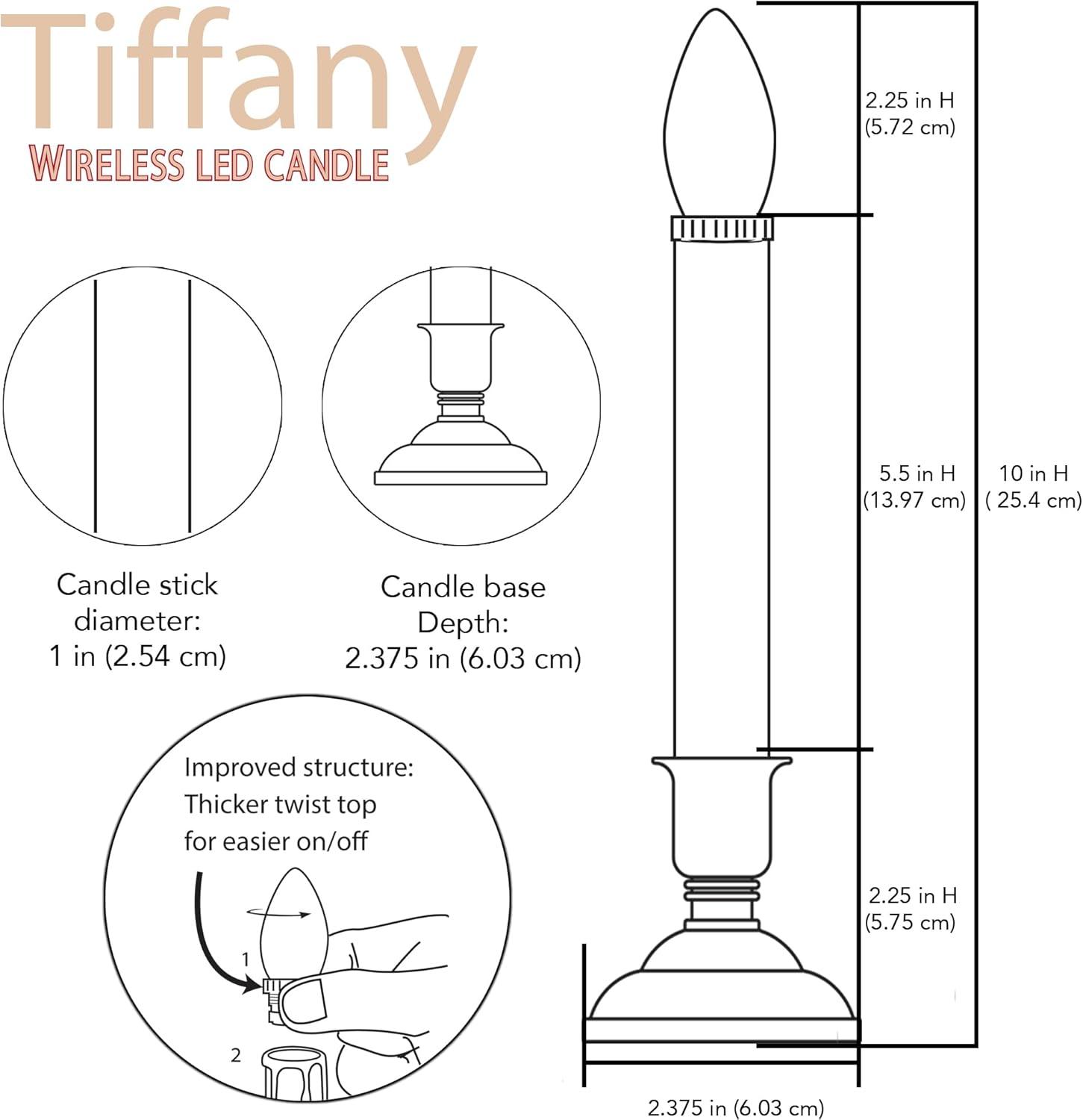 Brite Star Battery Operated Tiffany Replacement Bulb - 2 Count Flameless Candles with Timer- Perfect for Home Décor