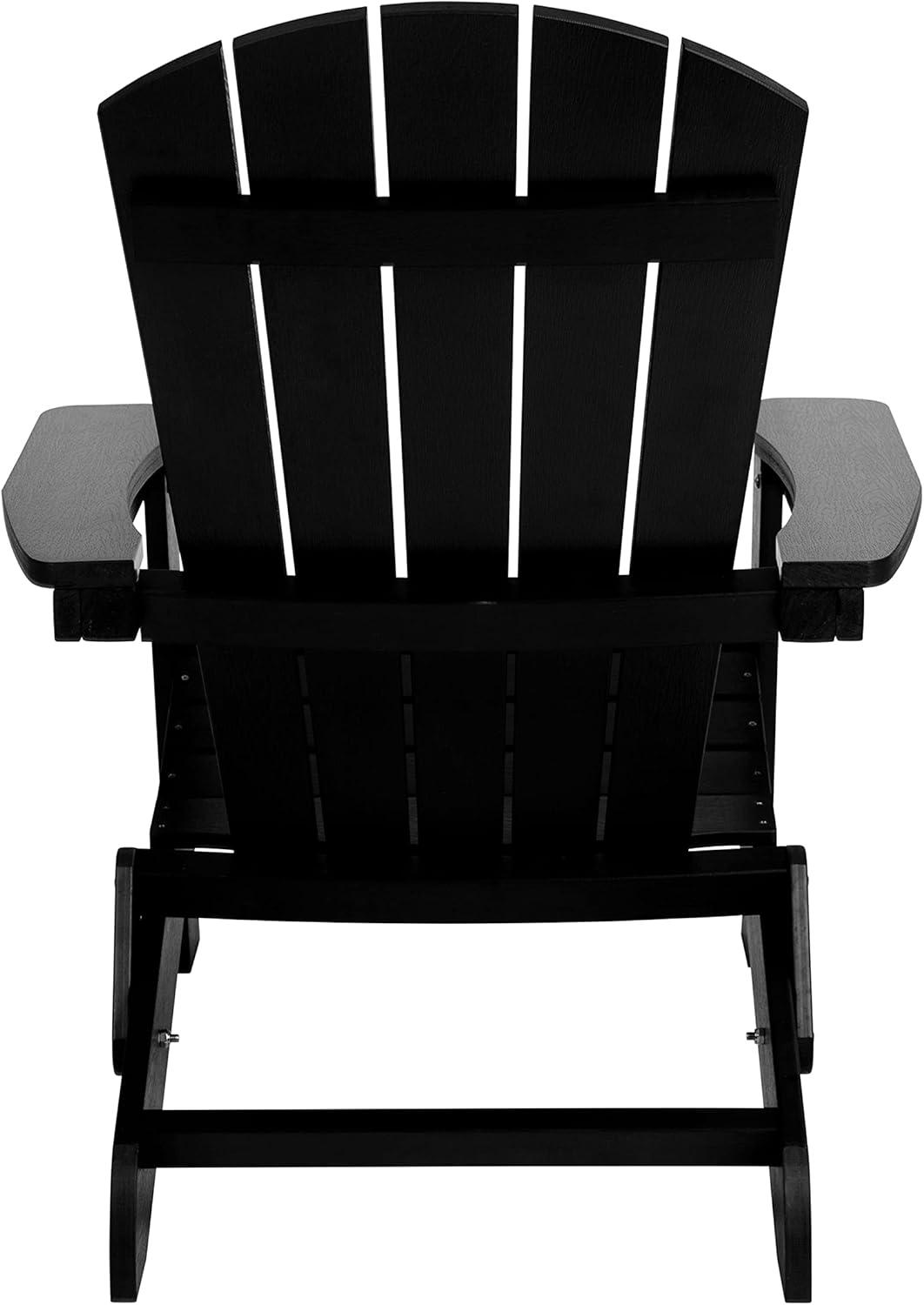 Flash Furniture Charlestown All-Weather Poly Resin Indoor/Outdoor Folding Adirondack Chair in Black