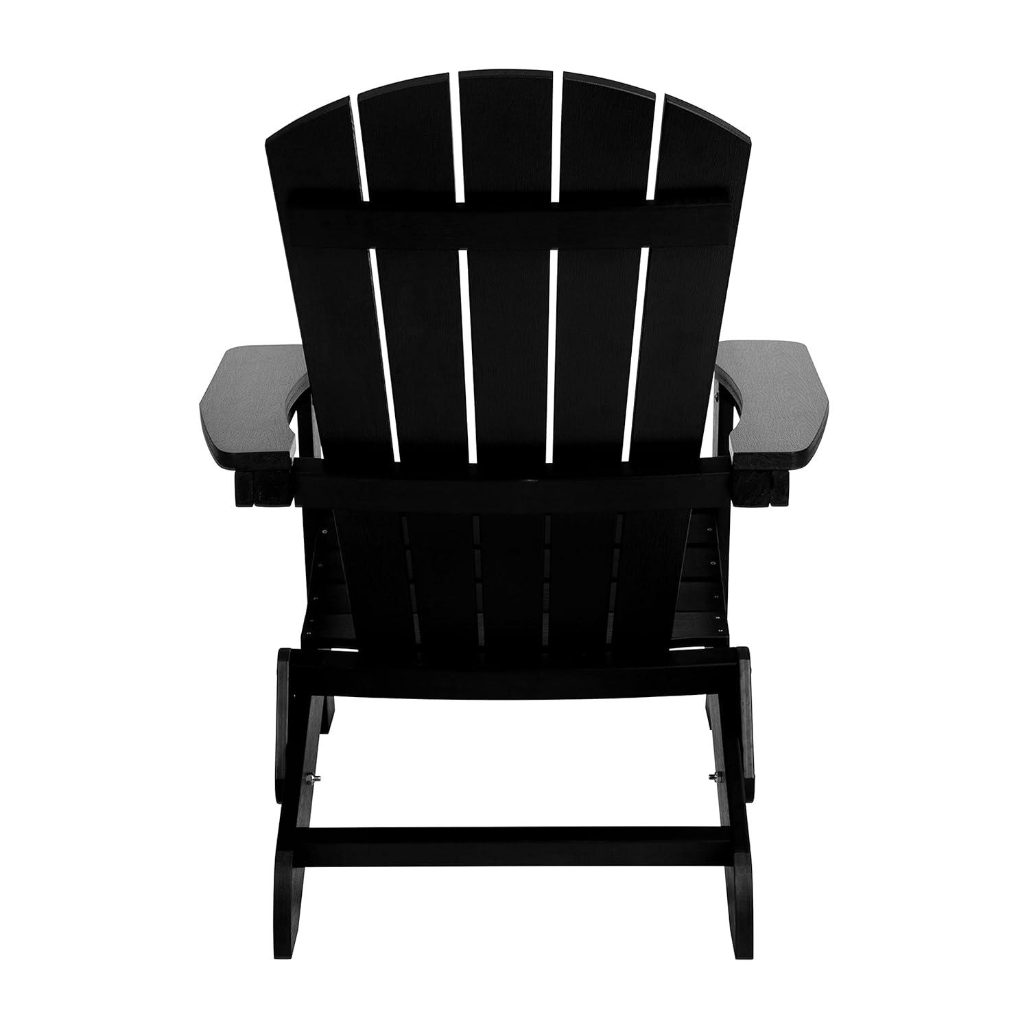 Flash Furniture Charlestown All-Weather Poly Resin Indoor/Outdoor Folding Adirondack Chair in Black