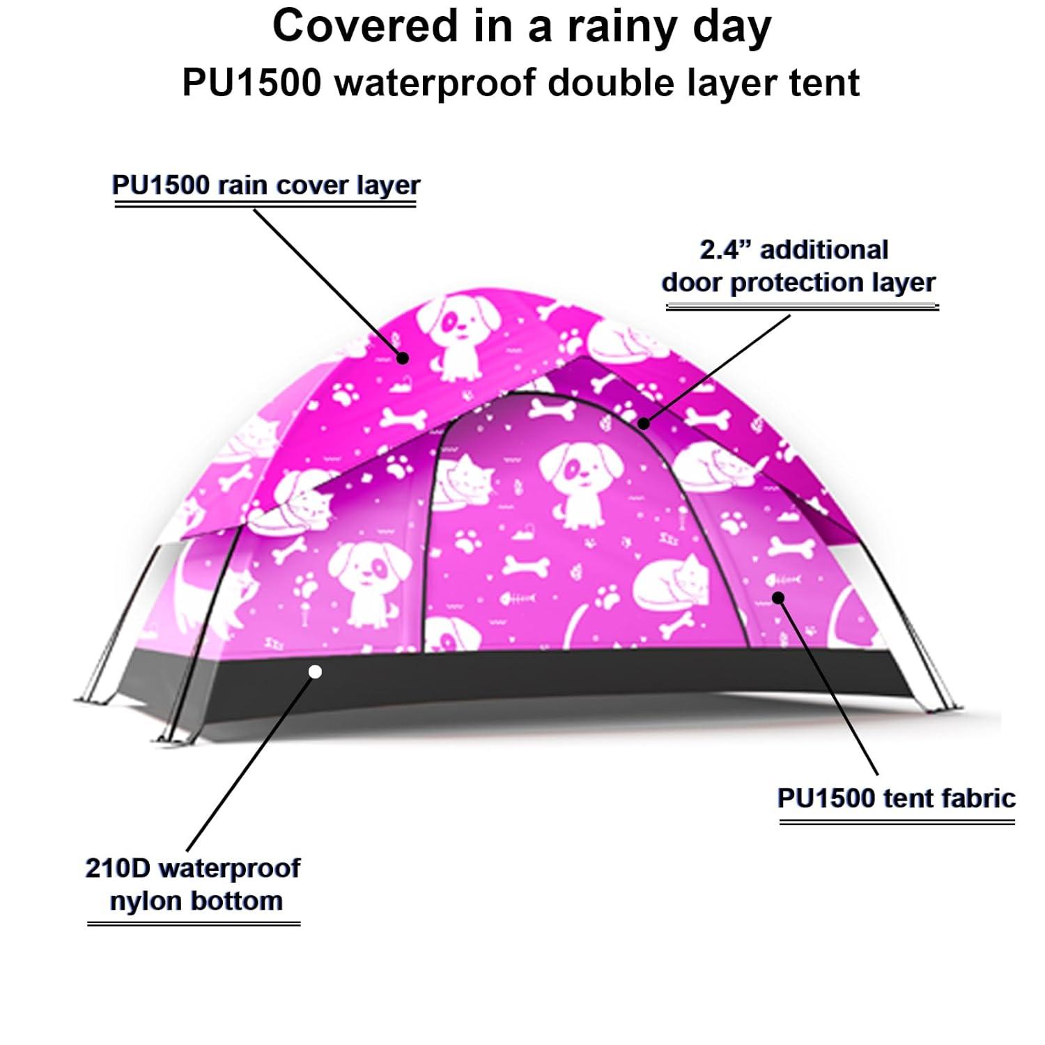 KidzAdventure 2 in 1 Kids Play Tent/Kids Tent for Camping | 1 – 2 Person Backpacking Tent for Kids | Ultralight Indoor & Outdoors Kids Tents – Best Friends Theme