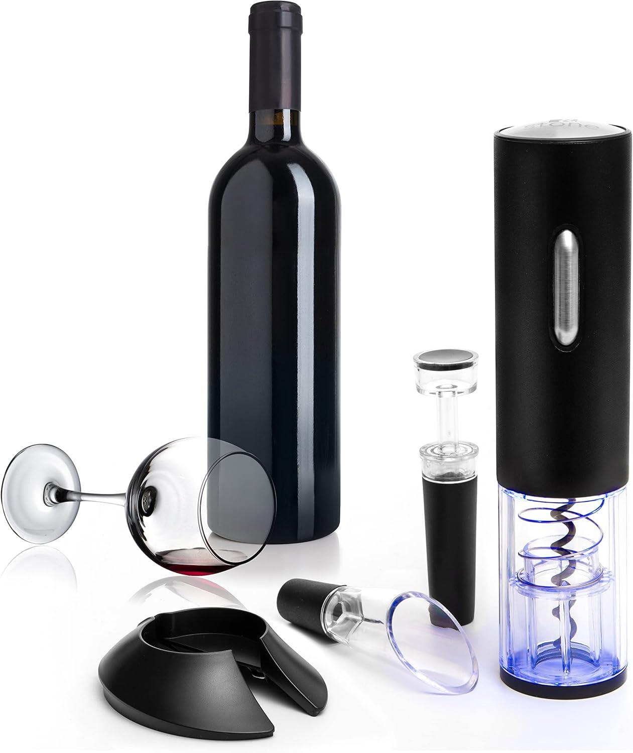 Black Stainless Steel Electric Wine Opener Set with USB Charging