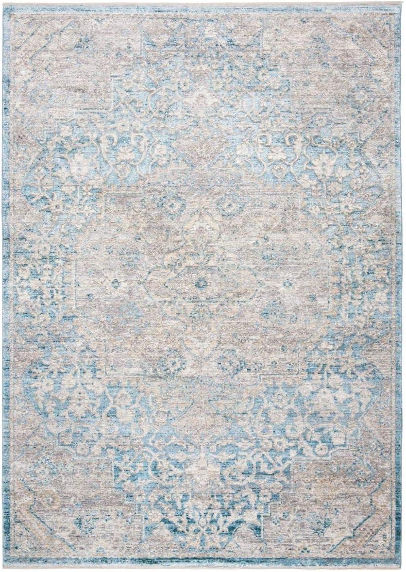 Elysian Blue & Grey 8' x 10' Handcrafted Wool Blend Area Rug