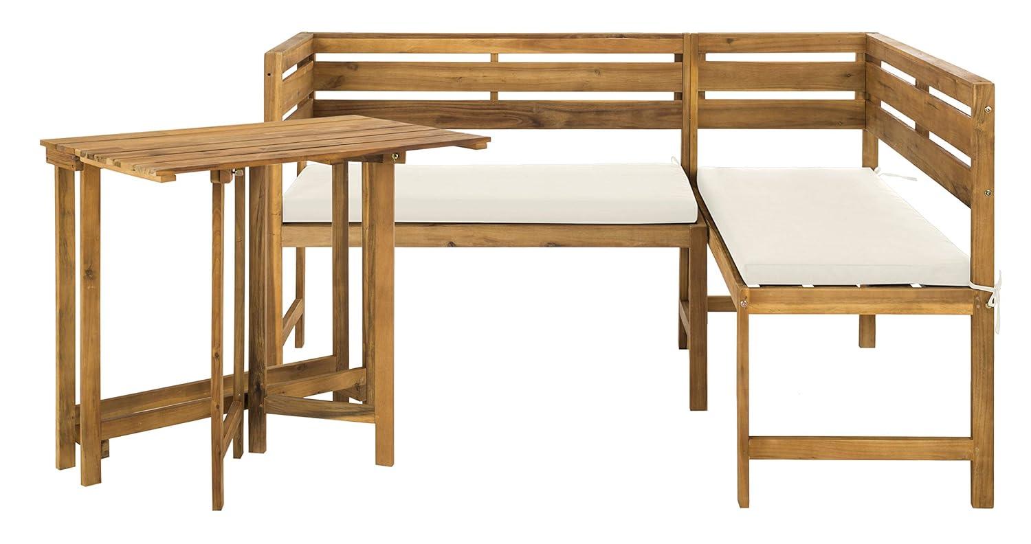 Wilton Balcony Corner Lounge - Indoor/Outdoor - PAT6754 - Teak Brown/Beige - Safavieh