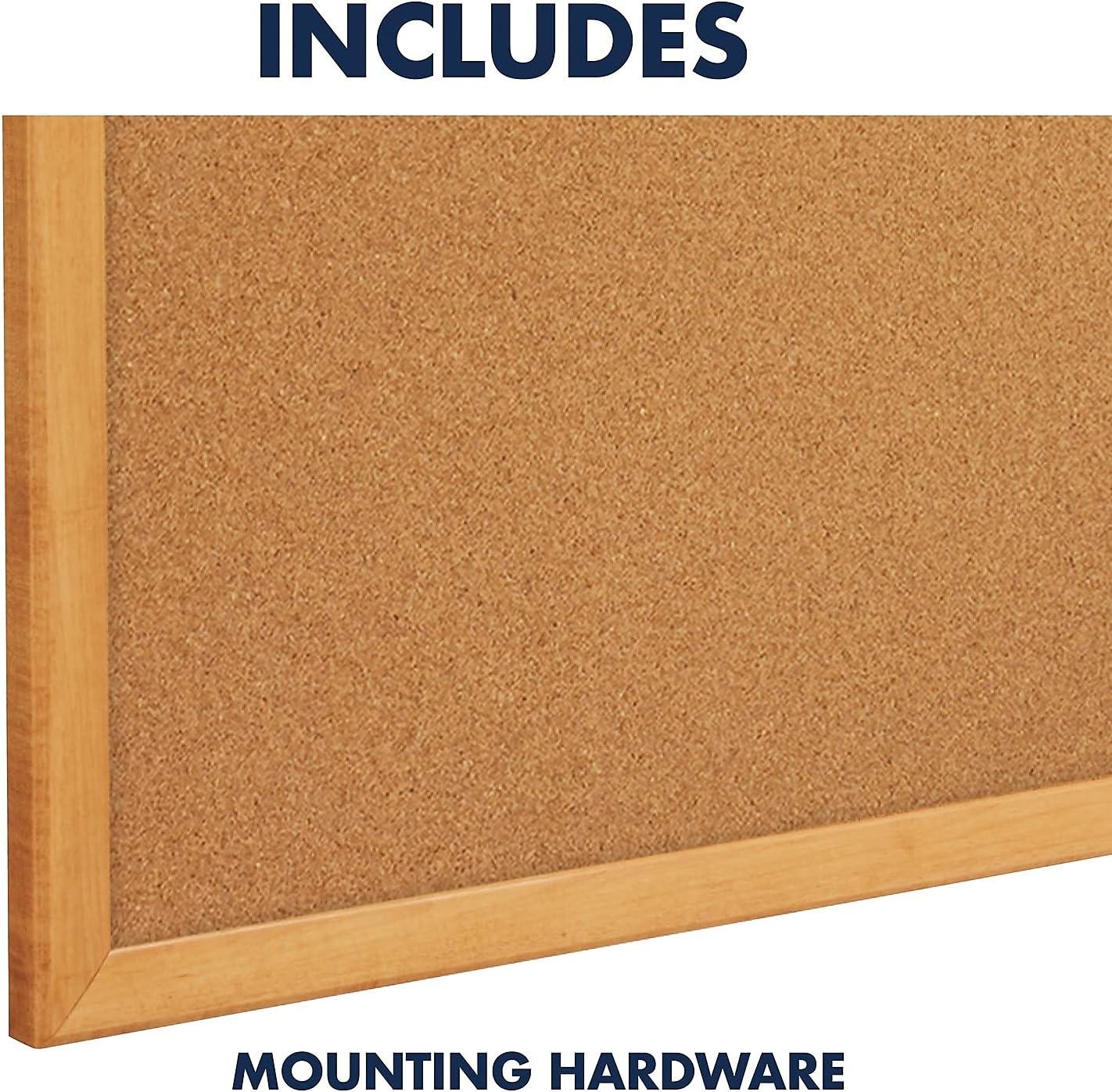 Natural Cork Bulletin Board with Oak Frame, 18" x 24"