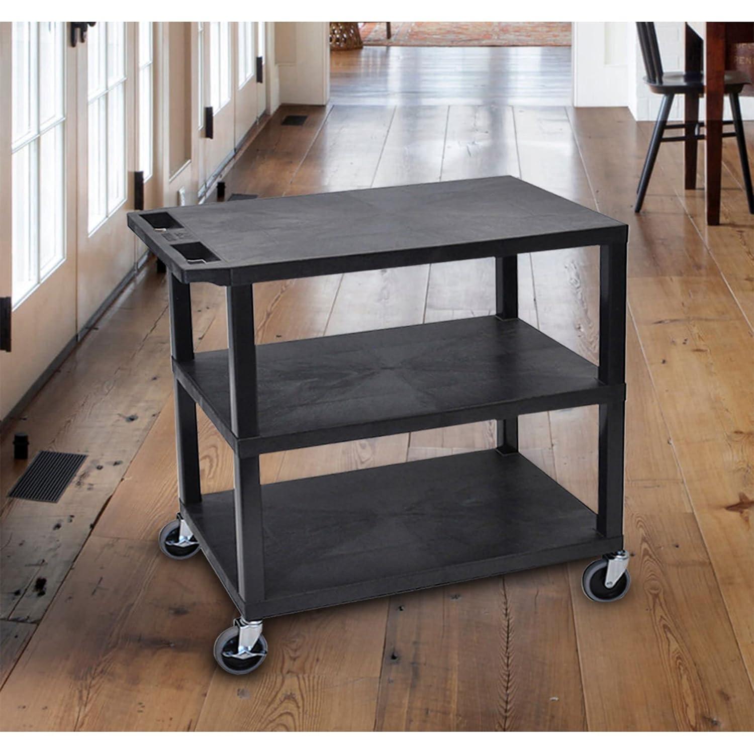 Luxor E Series Utility Cart with 3 Flat Shelves