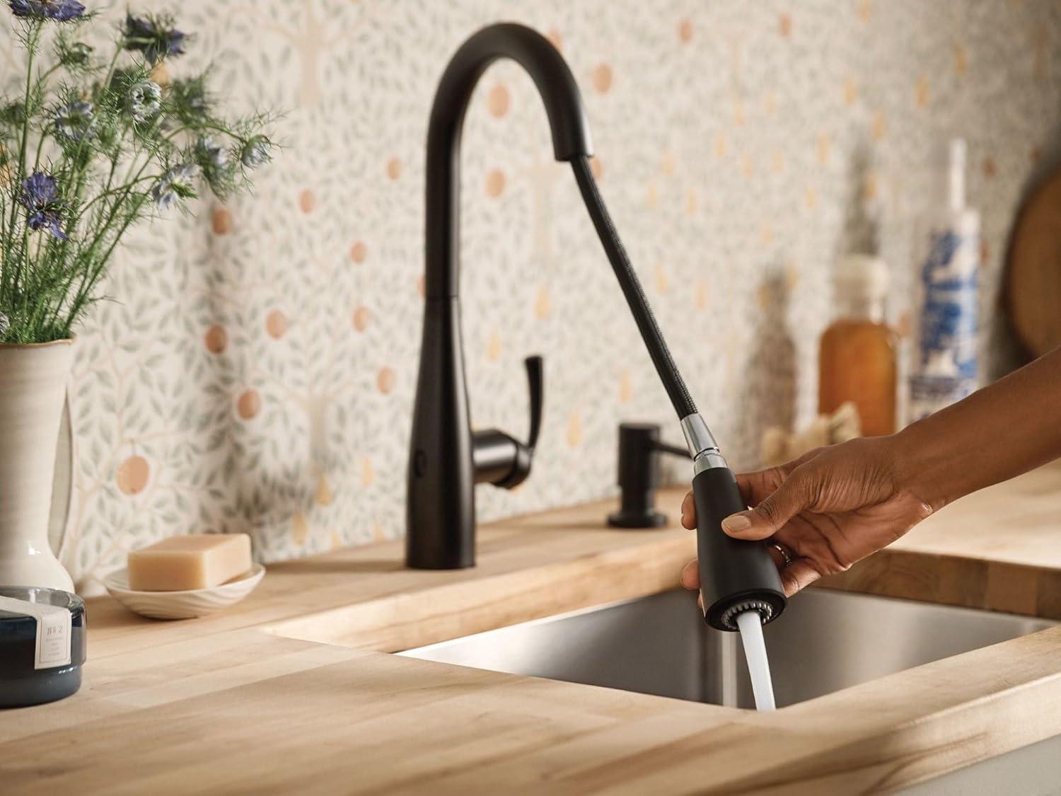 Matte Black Touchless Pull-Down Kitchen Faucet with Spray