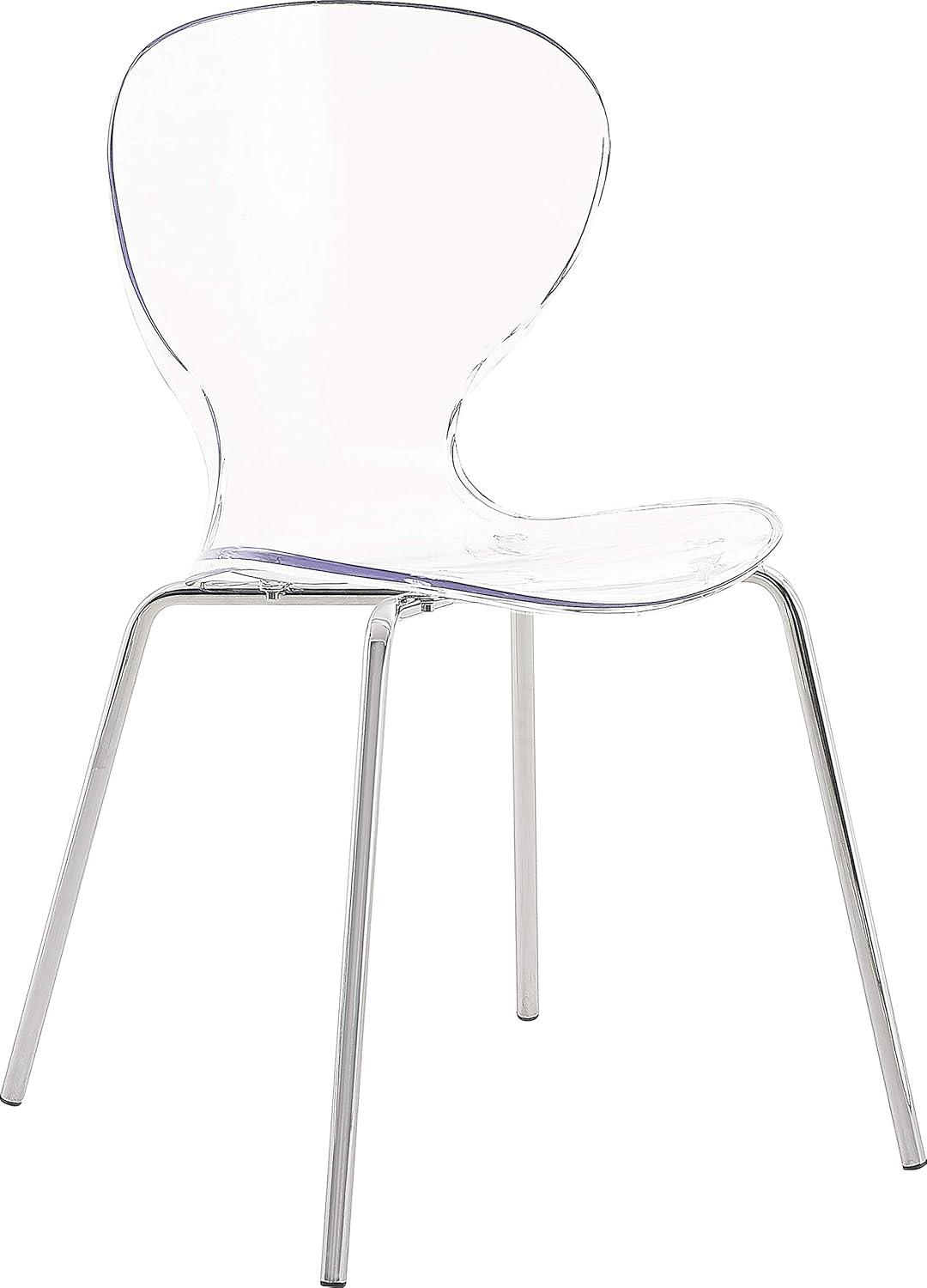 Clarion Contemporary Chrome Metal Side Chair with Translucent Seat