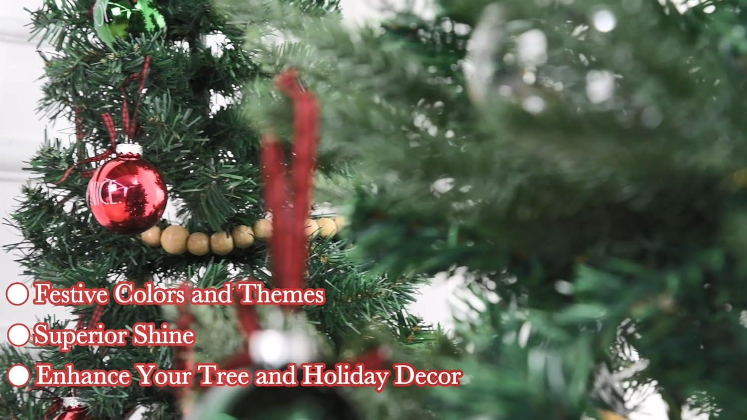 Rae Dunn Christmas Ornaments - Set of 12 Clear Glass Balls with Cute Holiday Designs - 60mm / 2.36 Inch Hanging Decorations for Xmas Tree