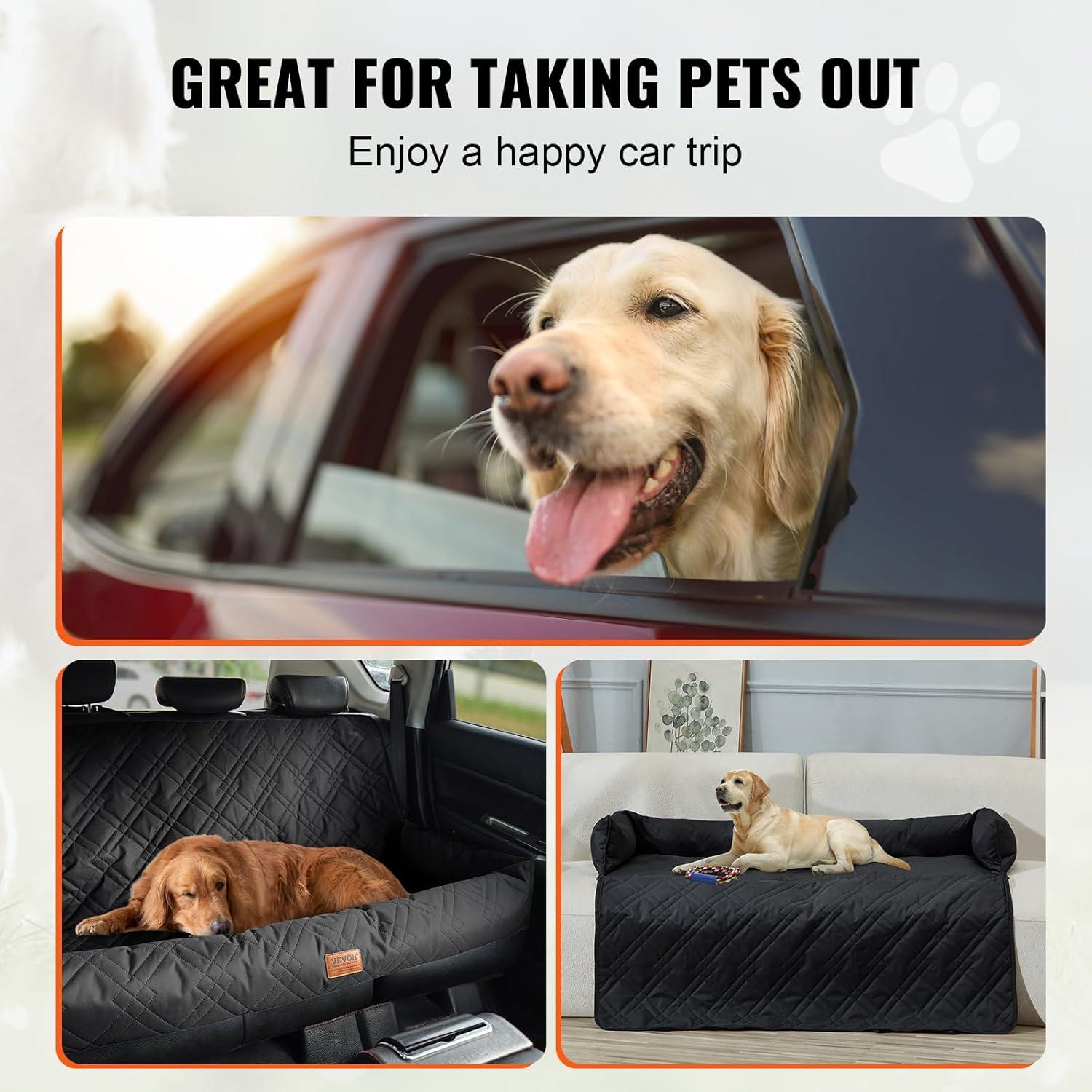 Black Waterproof Soft Sided Dog Car Seat with Safety Leash