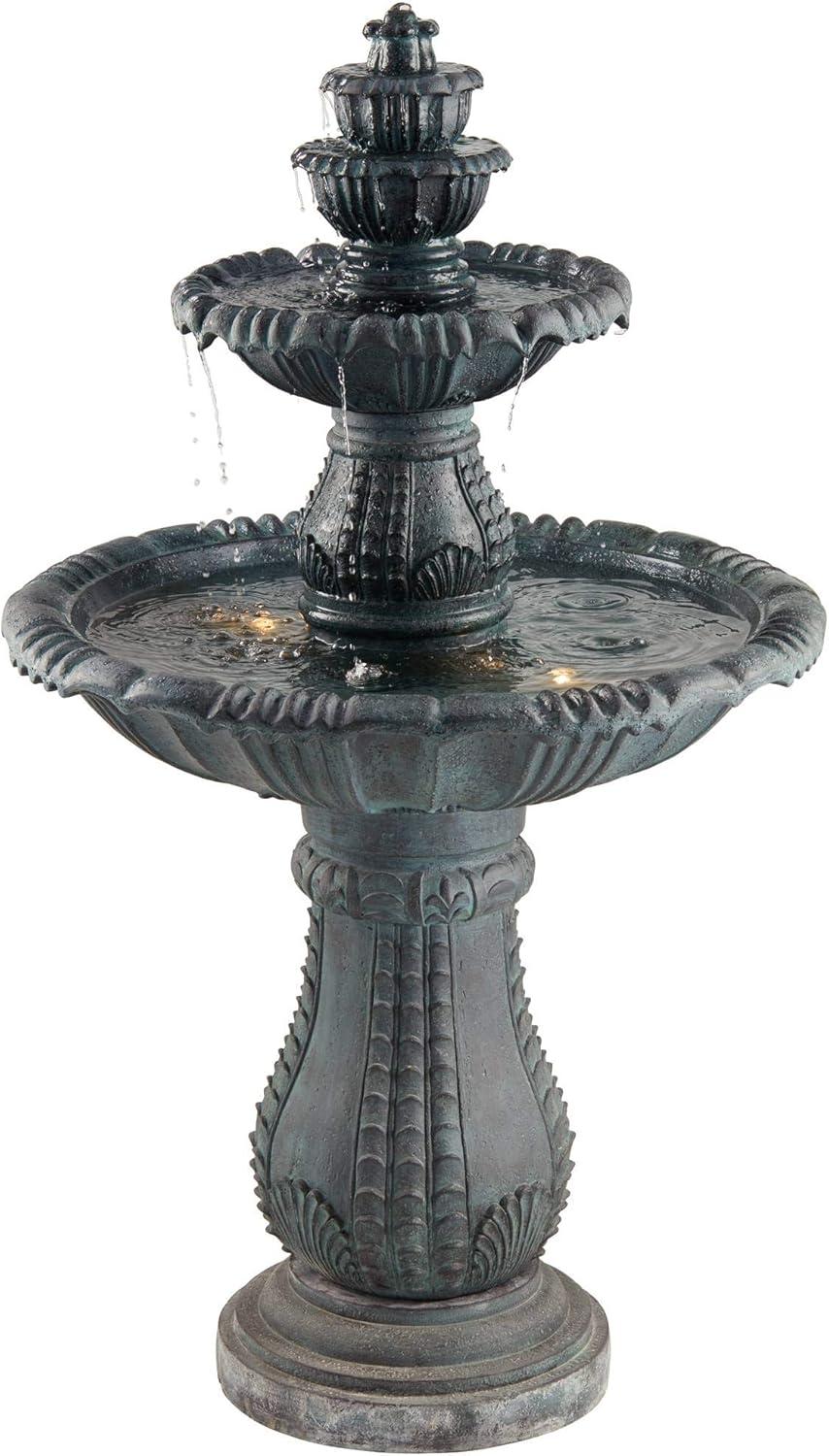 Hampton Slate 4-Tier Outdoor Water Fountain with LED Light