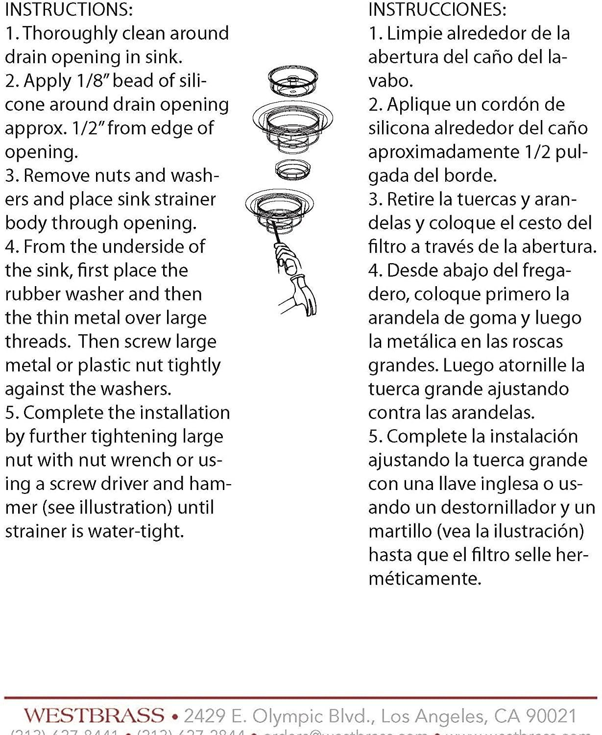 Solid Brass Style Kitchen Sink Basket Strainer