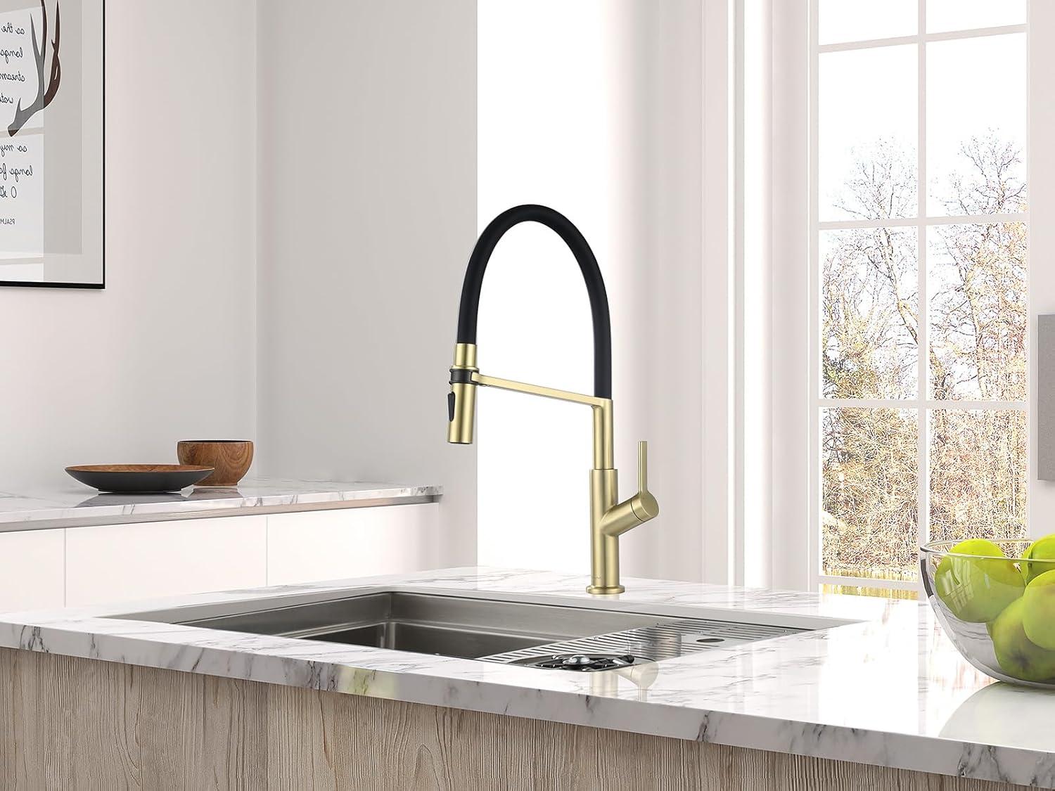 AS75CB Champagne Bronze and Black Kitchen Sink Faucet with Pull Down Sprayer Single Handle