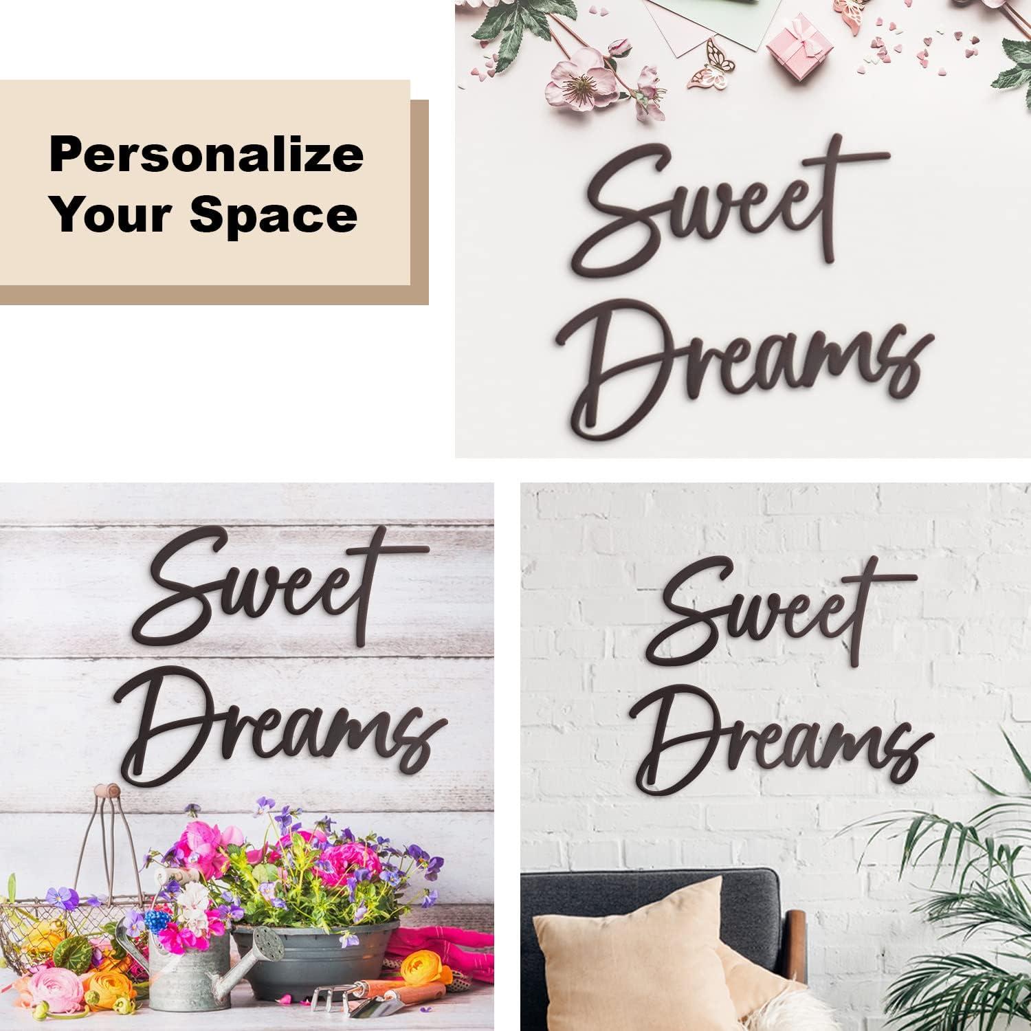 Vivegate Sweet Dreams Metal Sign Wall Art Decor - 35"X8" Black Modern Sweet Dreams Farmhouse Signs for Hanging Above Bed Wall Decor for Bedroom