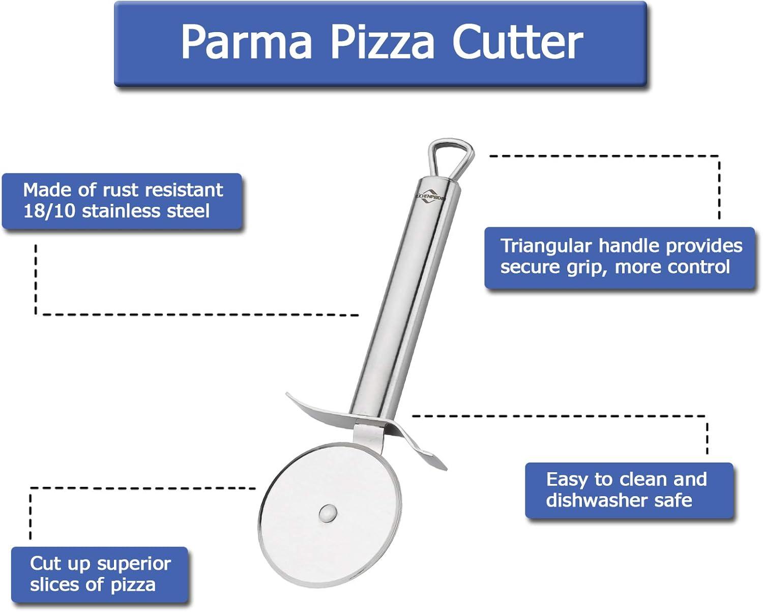 Parma 8-Inch Stainless Steel Pizza Cutter with Ergonomic Handle