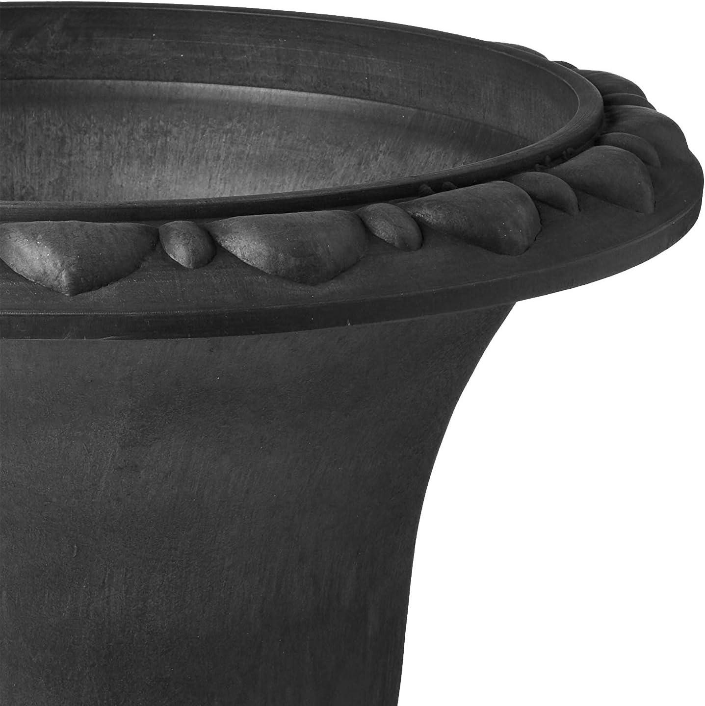 Large Black Recycled Plastic and Stone Urn Planter