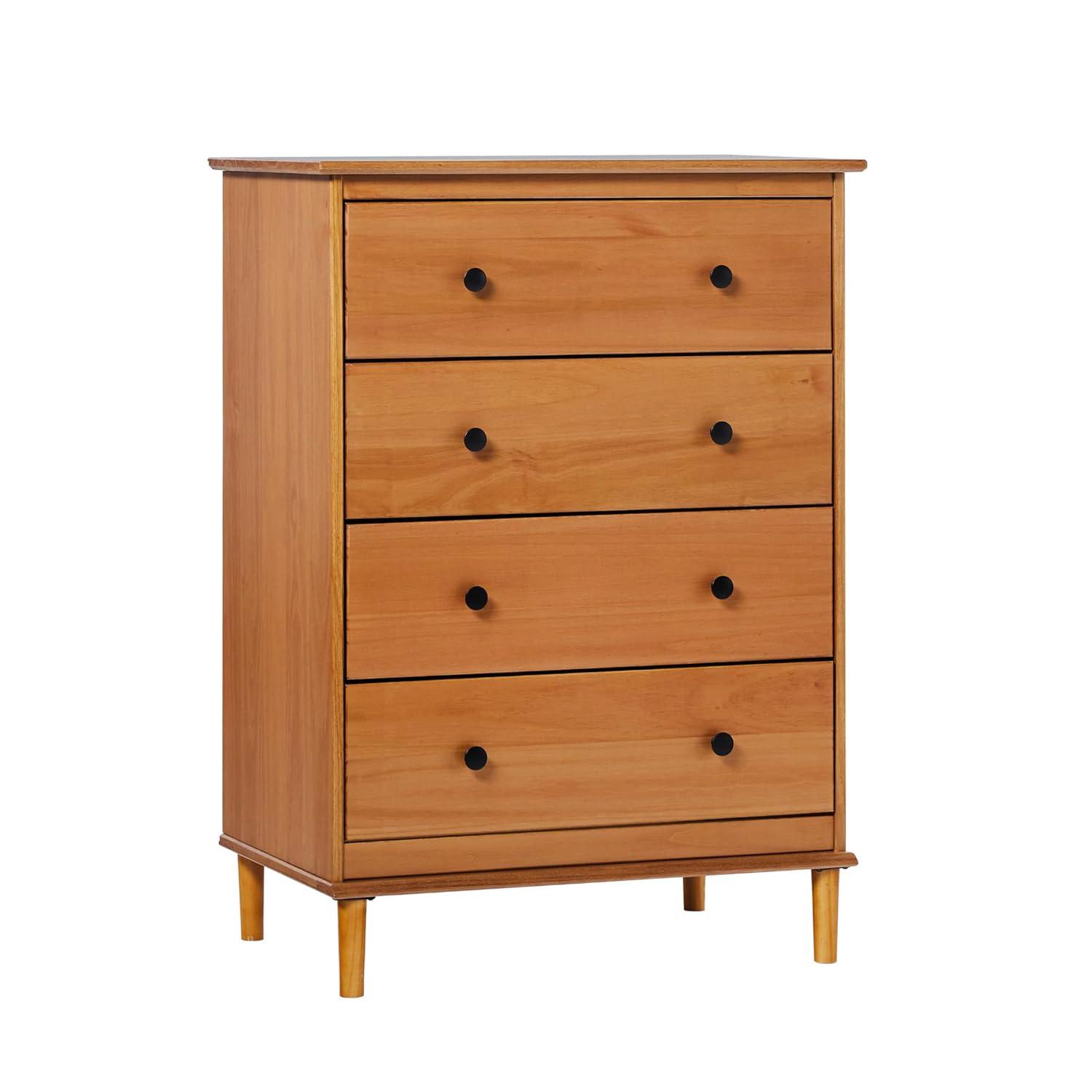4-Drawer Solid Wood Caramel Dresser