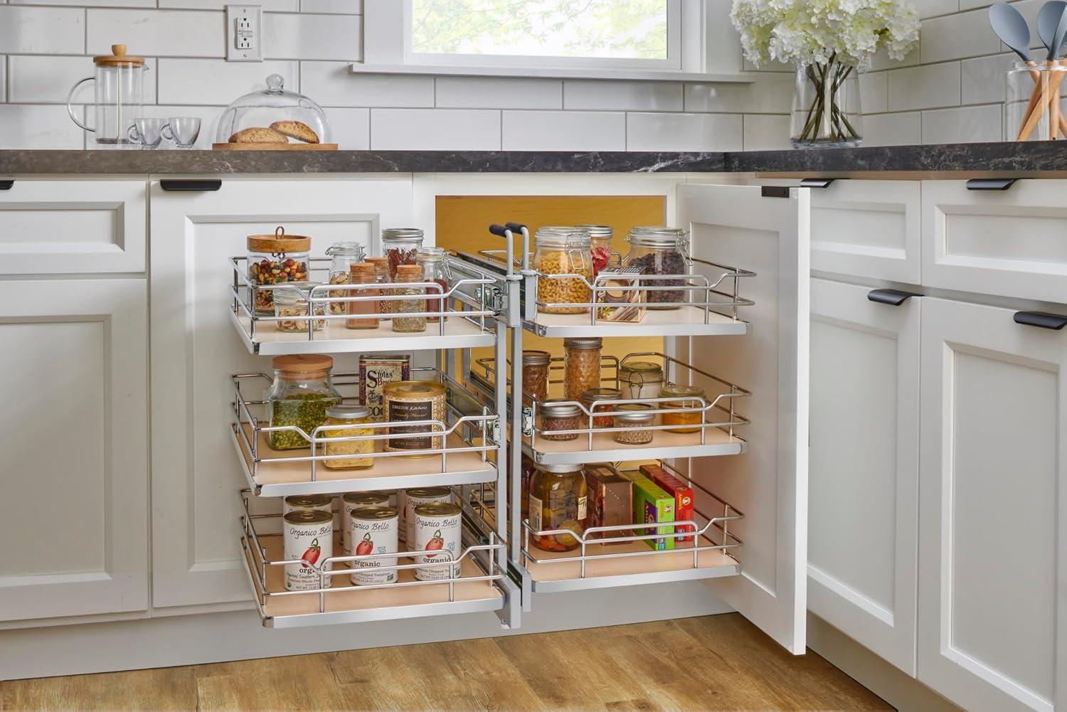 Steel 3-Tier Pullout Organizer for Blind Corner Cabinets