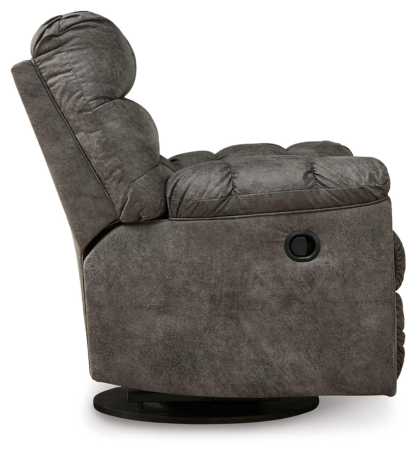 38" Wide Faux Leather Power Swivel Standard Recliner