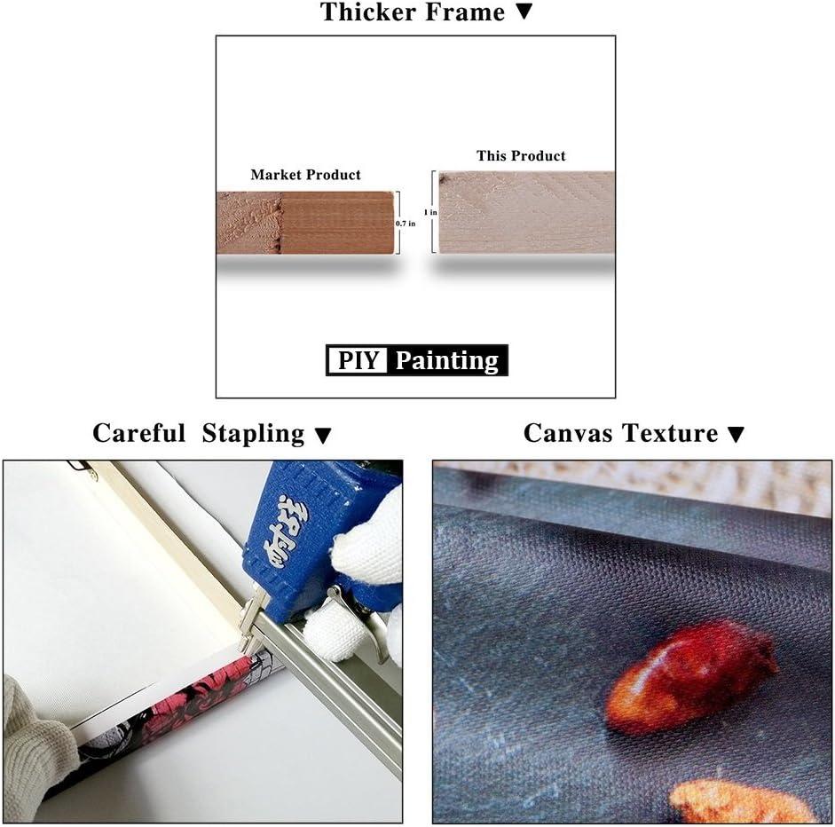 Peacock Wall Art Decor for Bedroom, PIY Beautiful Oil Painting Canvas Prints, Elegant Proud Peacock on Beige Pictures (Waterproof Artwork, Ready to Hang, 16x12)