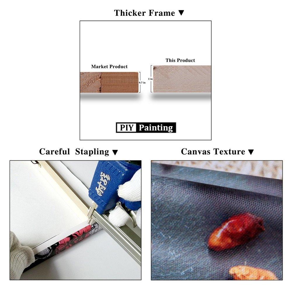 Peacock Wall Art Decor for Bedroom, PIY Beautiful Oil Painting Canvas Prints, Elegant Proud Peacock on Beige Pictures (Waterproof Artwork, Ready to Hang, 16x12)