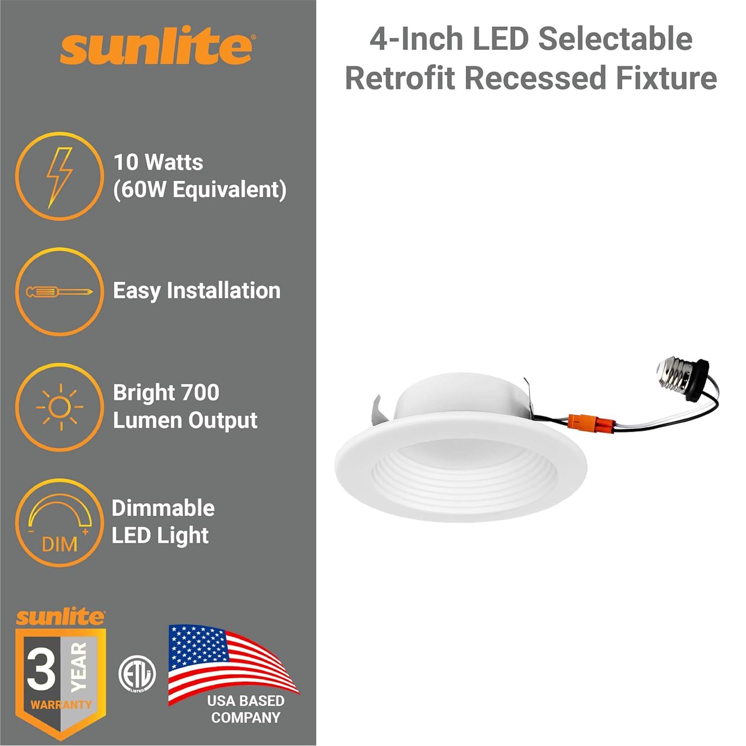 Sunlite 5.5'' Selectable Color Temperature LED Retrofit Recessed Lighting Kit (Set of 6) WF41737