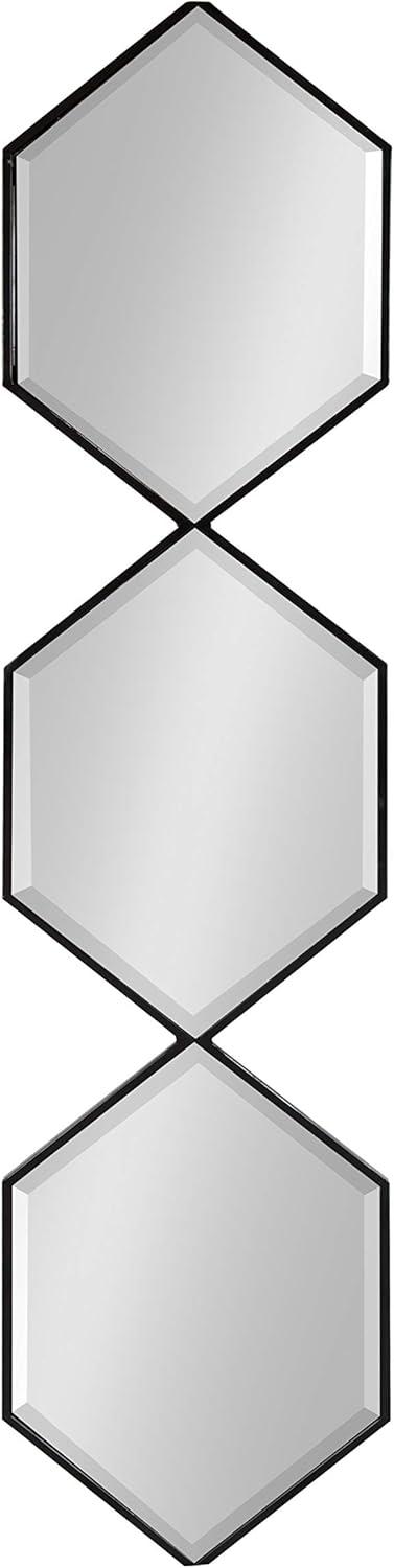 Kate & Laurel All Things Decor 10"x42" Roycen Metal Accent Wall Mirror Black: Modern Hexagon Shape, No Assembly, Wall Mount