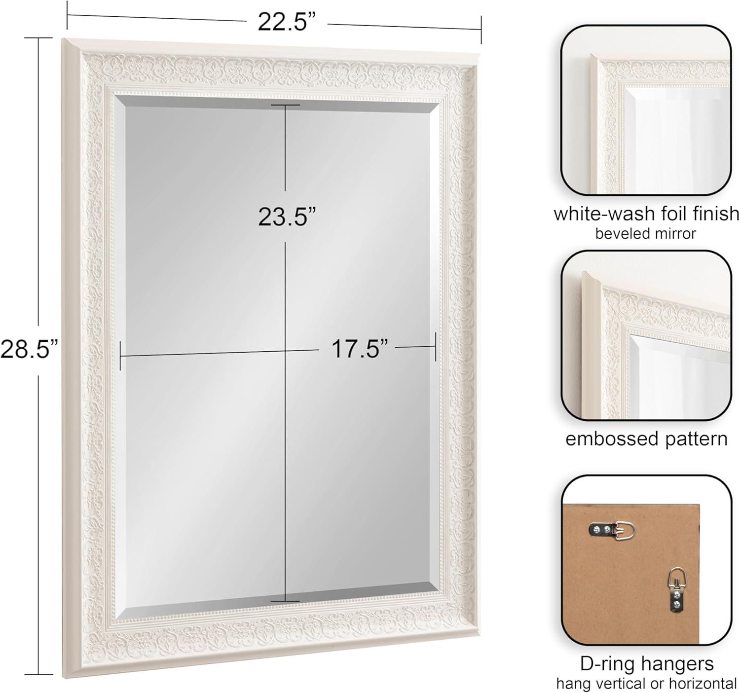 Kate and Laurel - Alysia Decorative Frame Rectangle Wall Mirror, 22.5 x 28.5 White