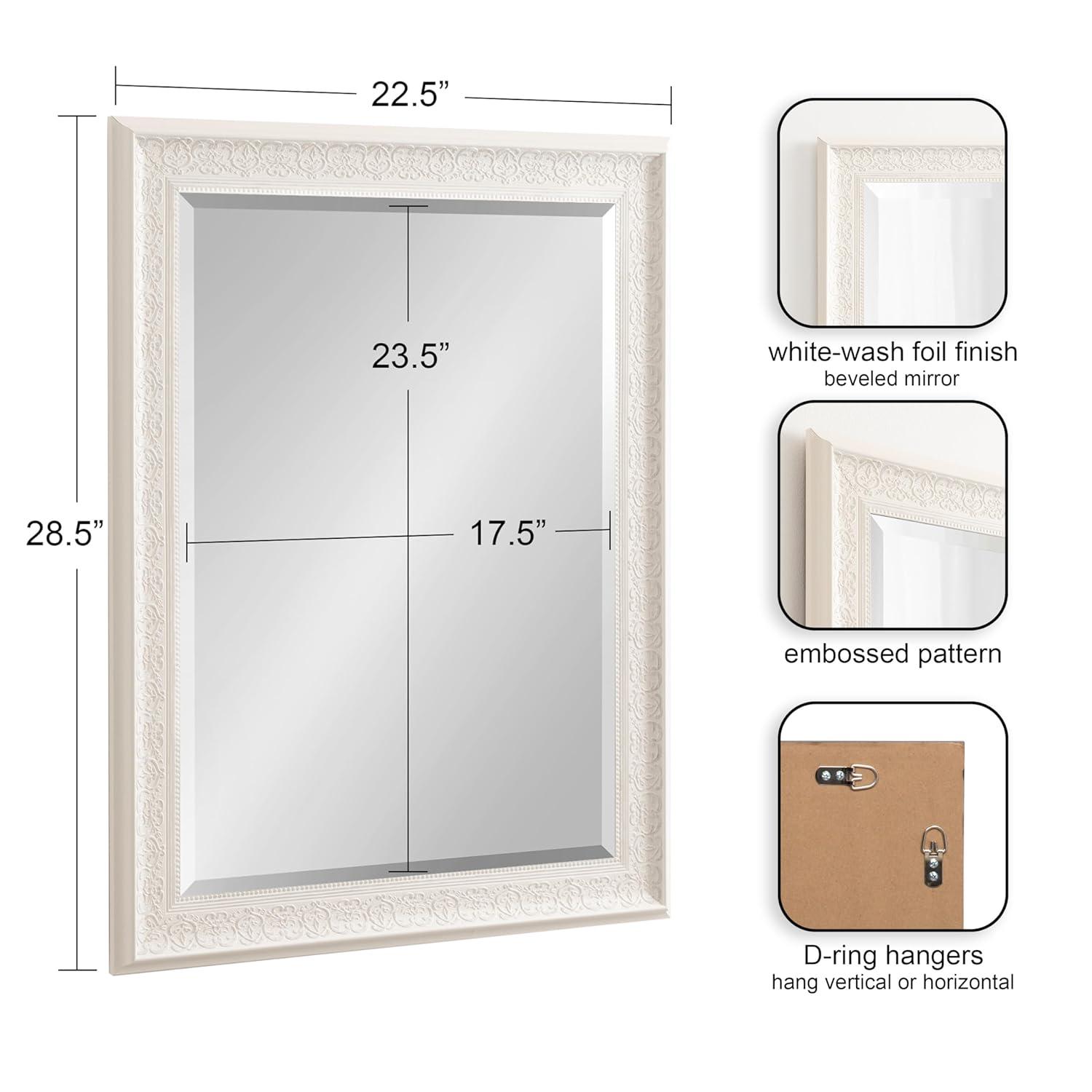 Kate and Laurel - Alysia Decorative Frame Rectangle Wall Mirror, 22.5 x 28.5 White
