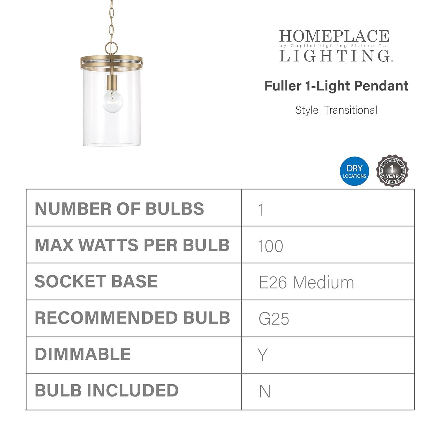 Capital Lighting 348711 Fuller 10" Wide Mini Pendant - Brass