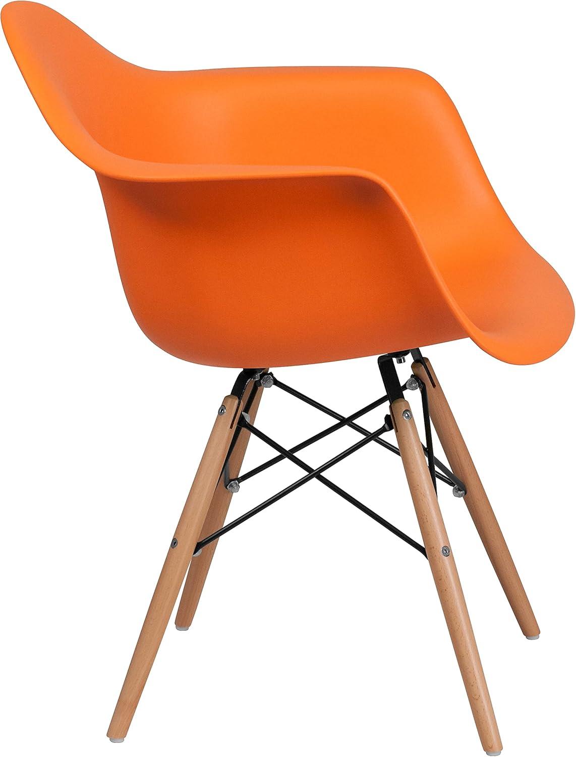 Flash Furniture Alonza Series Plastic Chair with Arms and Wooden Legs