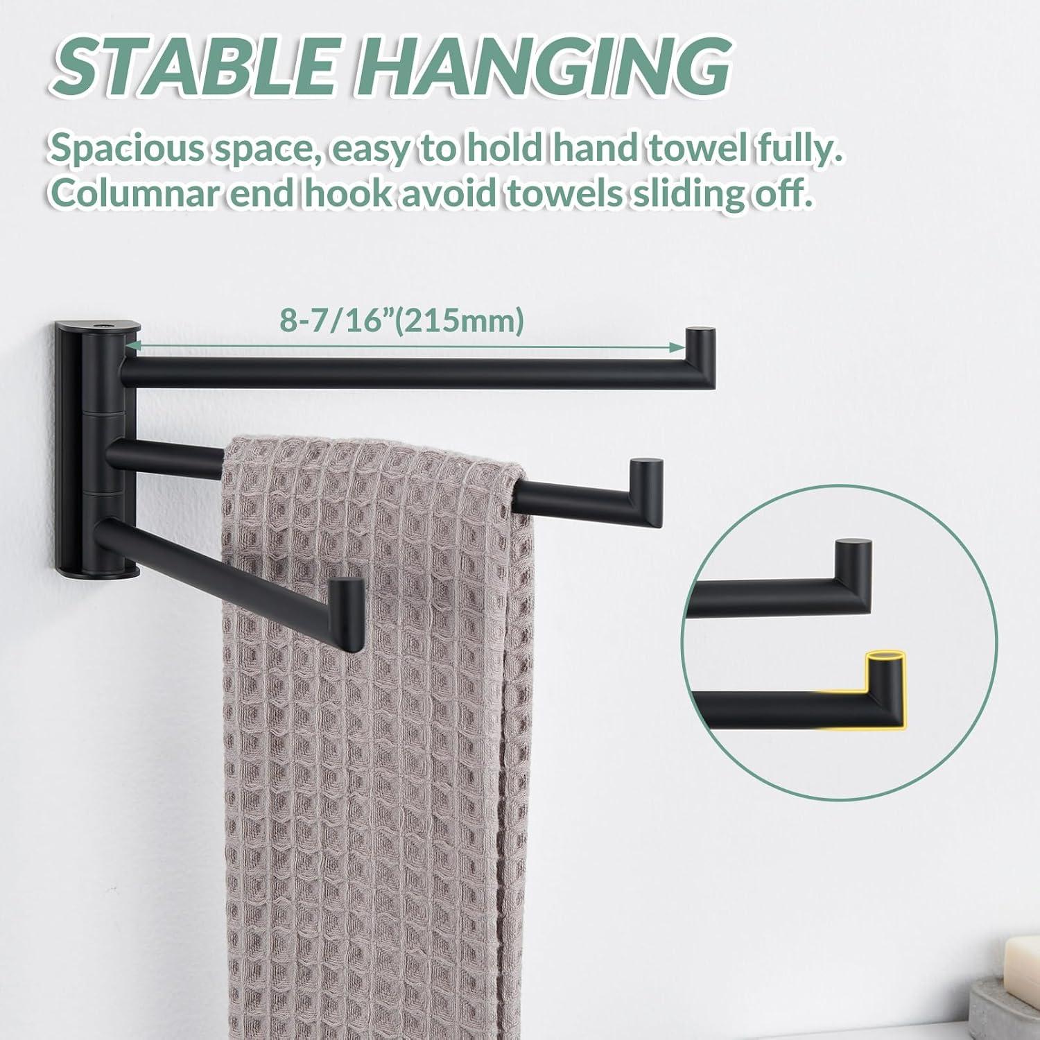 APLusee Foldable Towel Holder Swivel Towel Bar 304 Stainless Steel