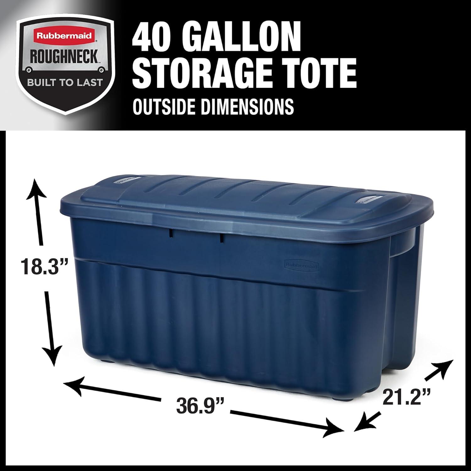 Dark Blue 40-Gallon Stackable Plastic Storage Bins with Lids, Set of 2