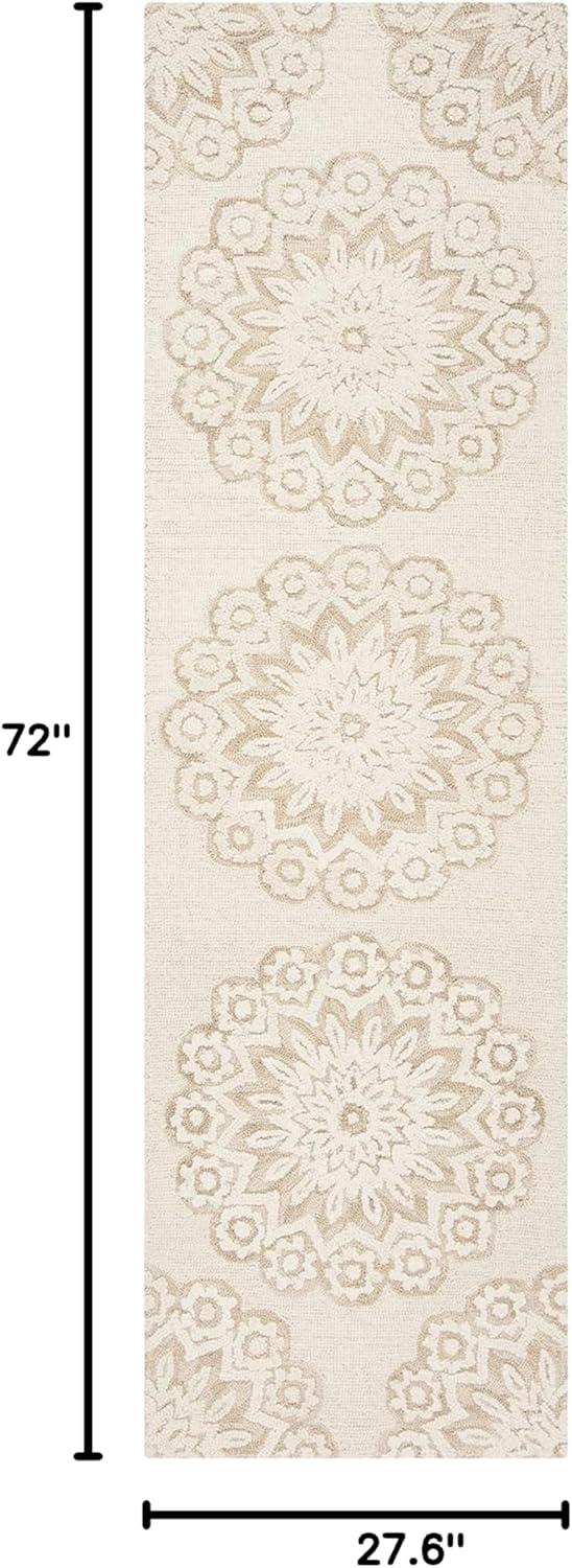 Blossom BLM108 Hand Tufted Indoor Runner Rug - Ivory/Beige - 2'3"x6' - Safavieh