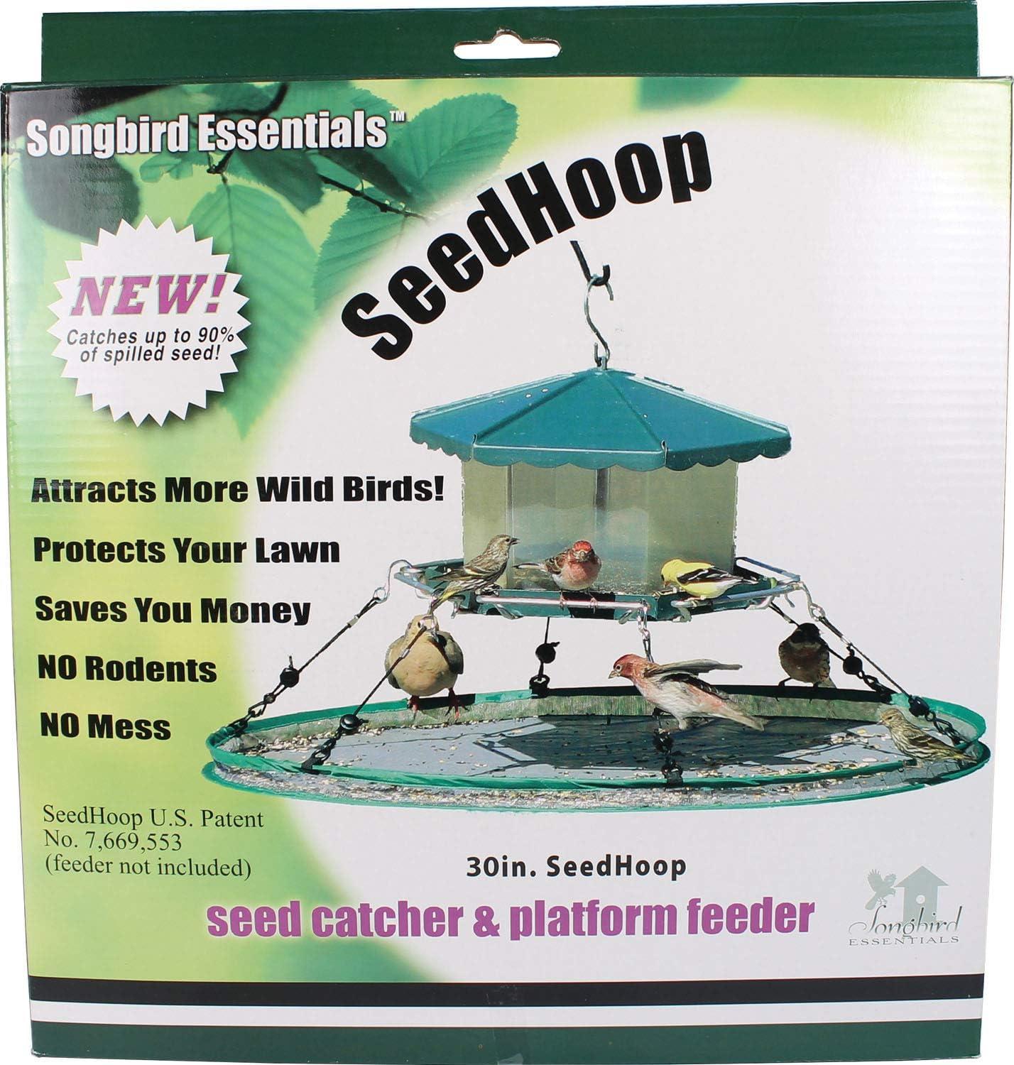 30-Inch Green Metal Hanging Bird Seed Catcher Hoop