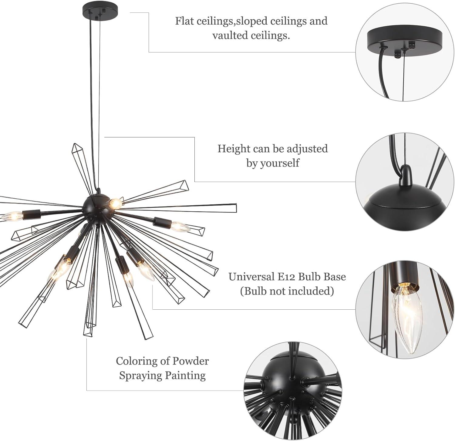 Iptisam 8-Light Dimmable Sputnik Sphere Chandelier Modern Starburst Chandelier for Dining Living Room Kitchen Island