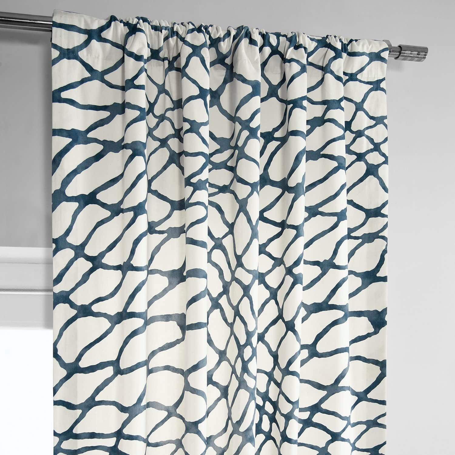 Ellis Blue Abstract Cotton Room Darkening Curtains 50" x 120"