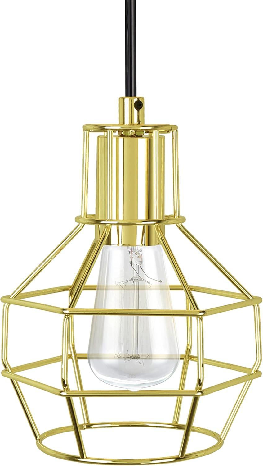 Aspen Creative 61122-11, One-Light Hanging Mini Pendant Ceiling Light, Transitional Design in Polished Brass Finish, 4-1/2" Wide