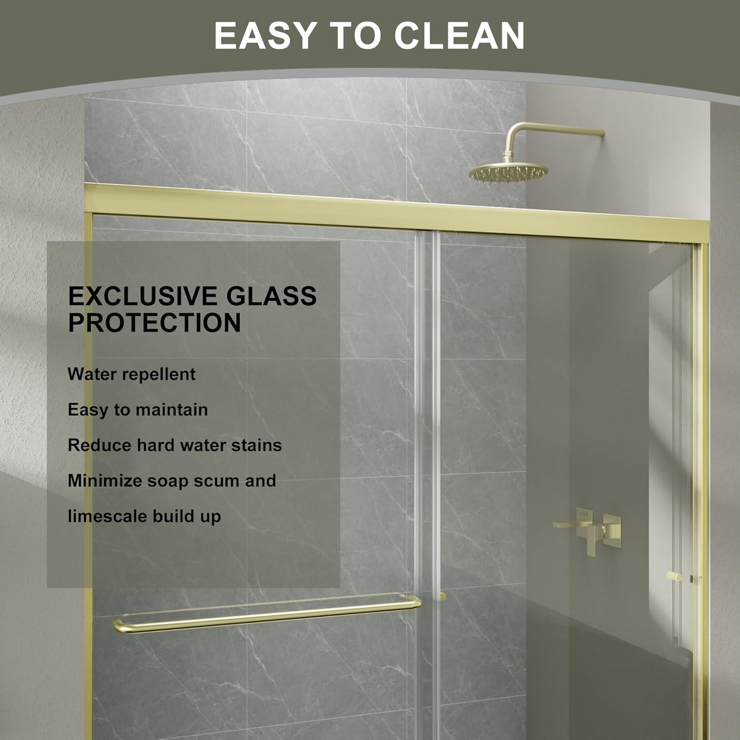 60'' - W x 70'' H Bypass Door Shower Door with Clear Glass And Handle