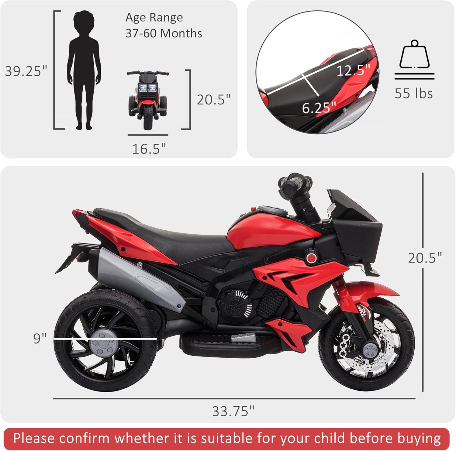 Aosom 6 Volt 1 Seater Motorcycles Pedal Ride On