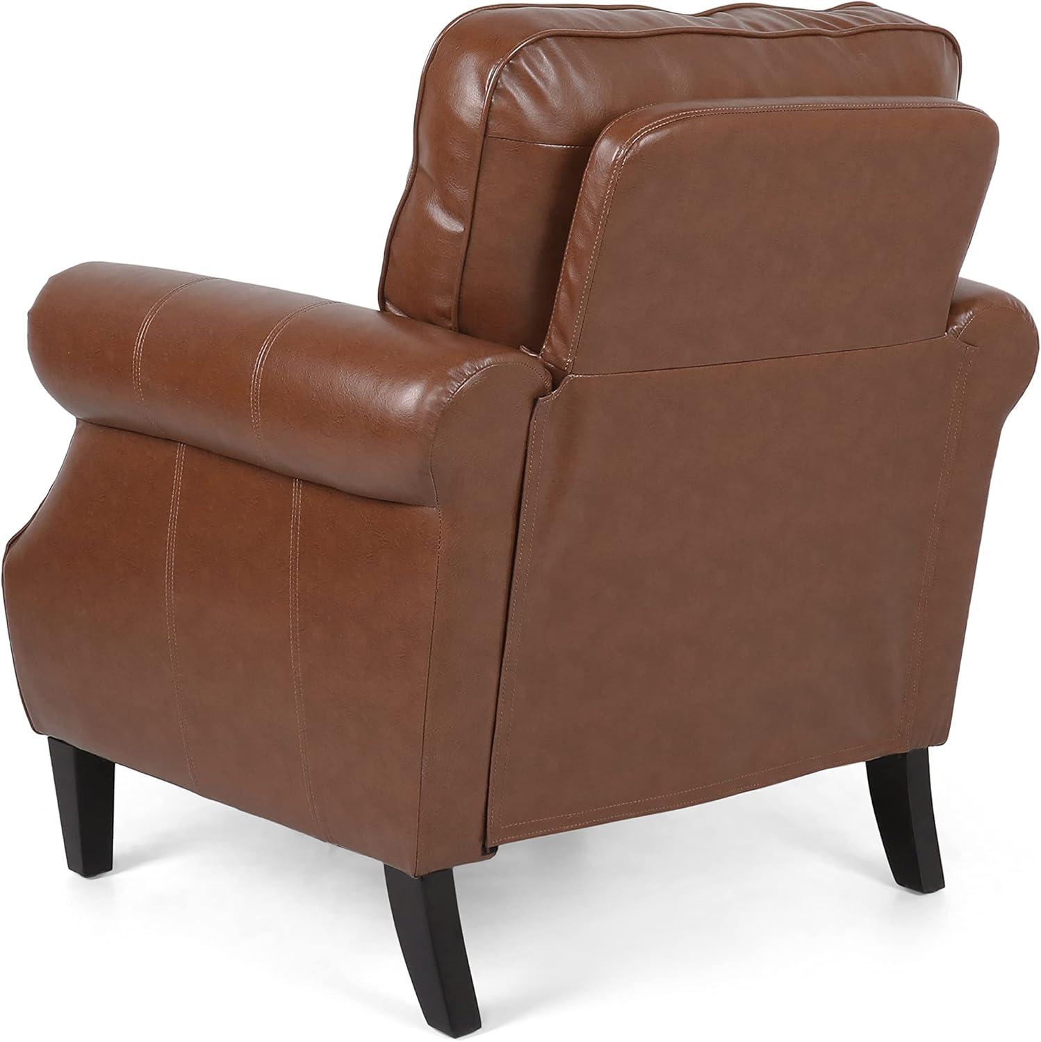 Christopher Knight Home Dowd Faux Leather Club Chair with Nailhead Trim Cognac Brown/Dark Brown