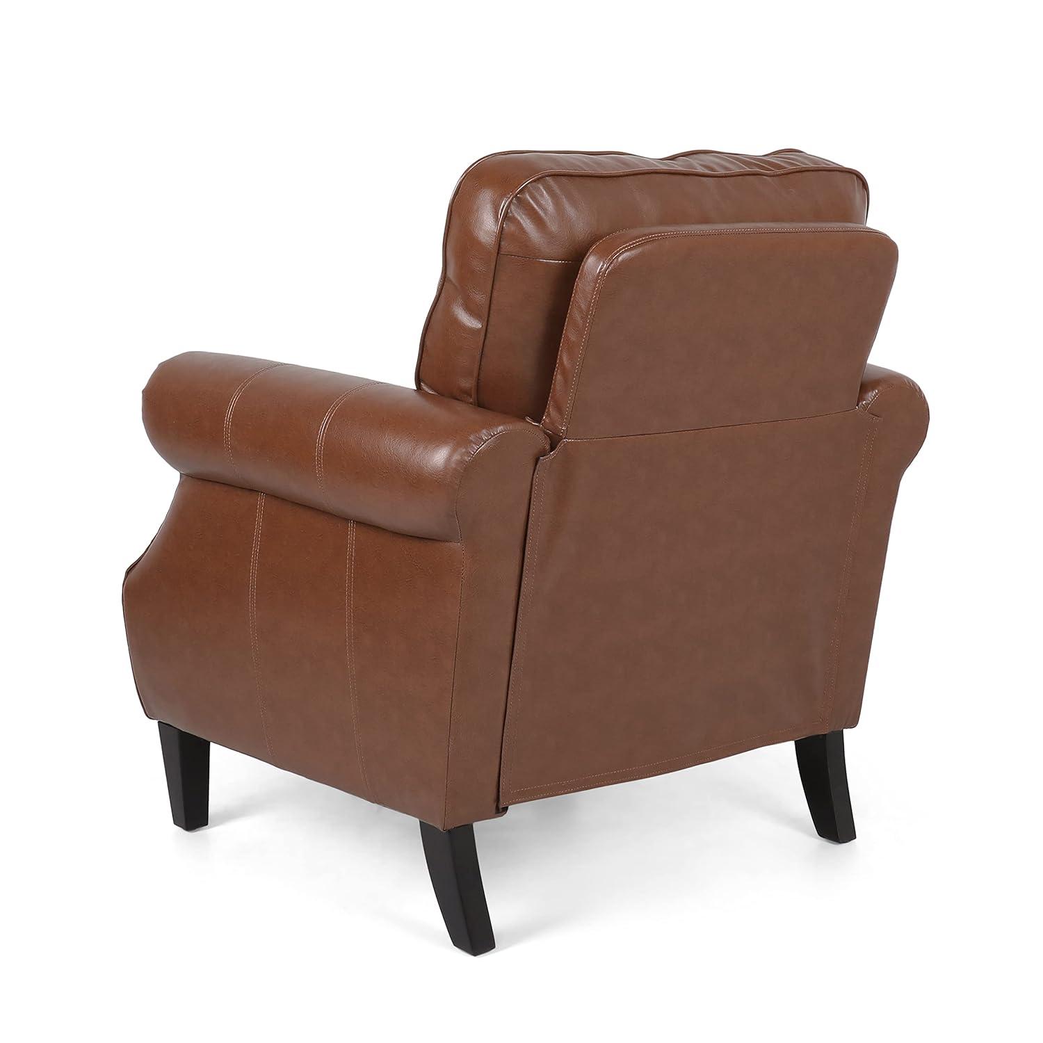 Christopher Knight Home Dowd Faux Leather Club Chair with Nailhead Trim Cognac Brown
